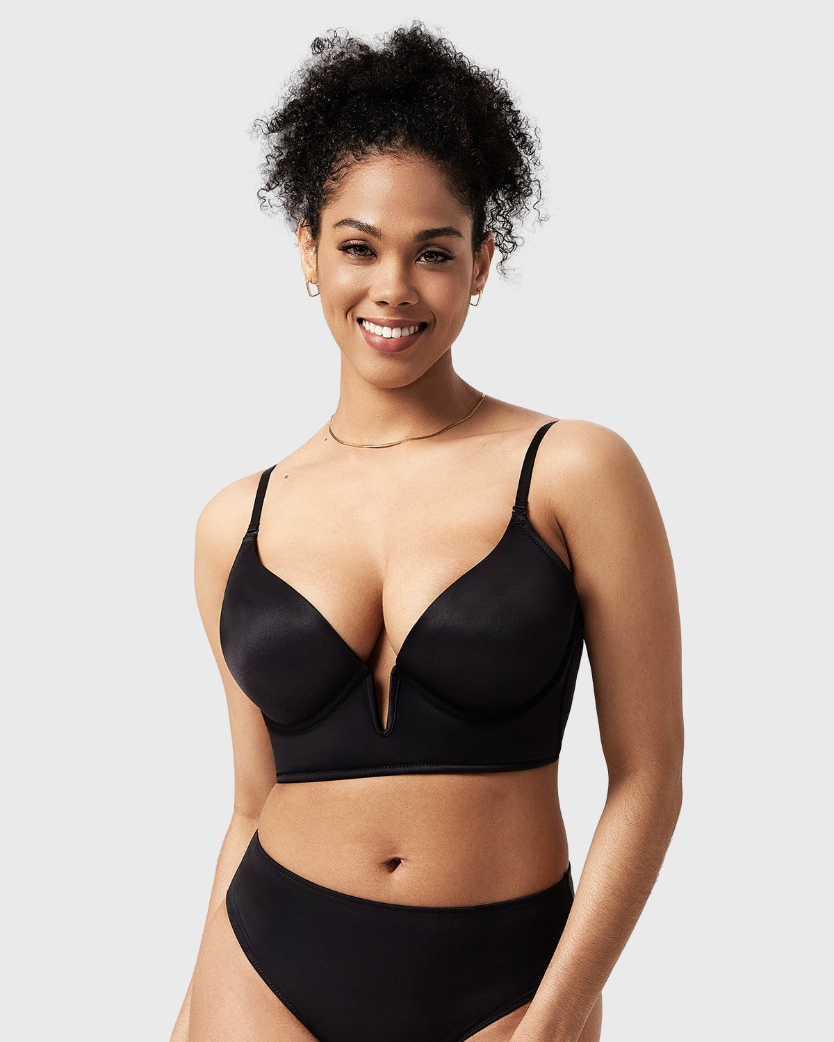 Songful Seamless Deep V Plunge Multiway Convertible Backless Push Up T-shirt Bra - HSIA