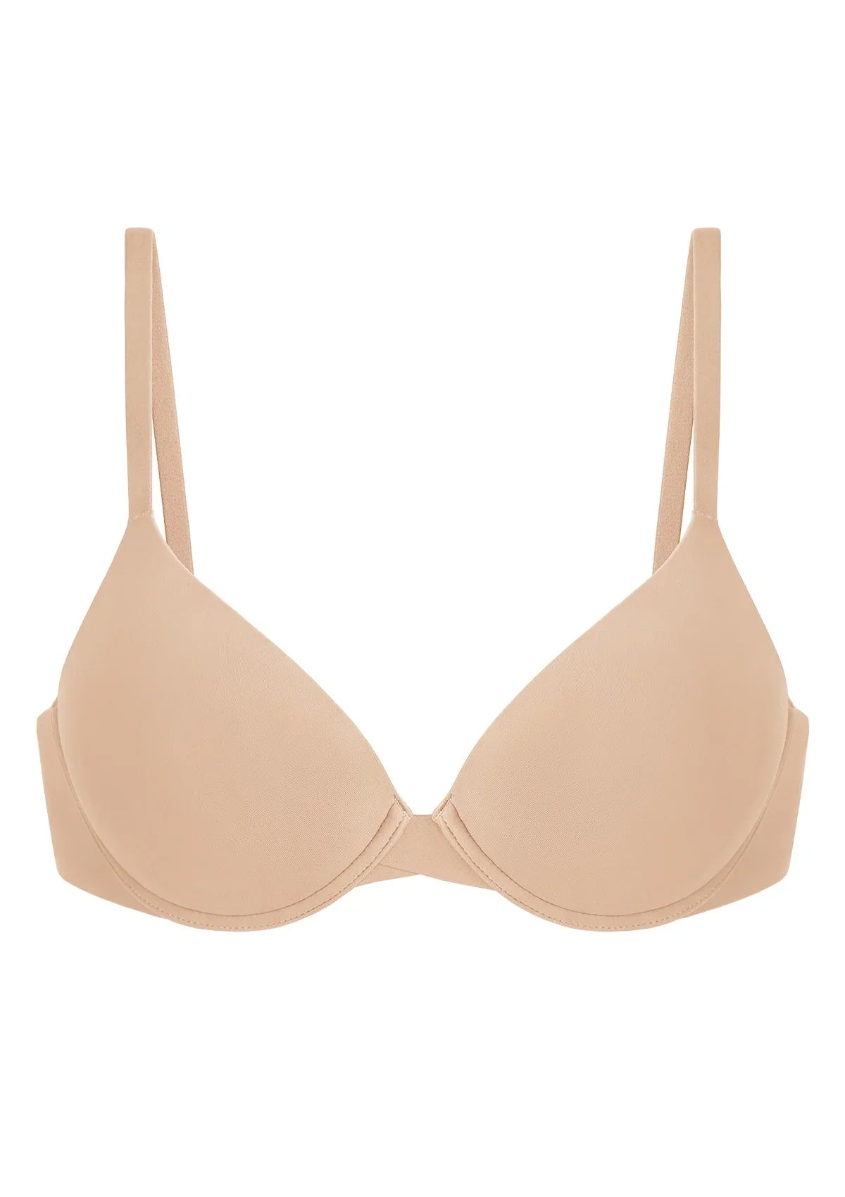 Songful Seamless Support Plunge Push-Up Lightly Padded T-Shirt Full Coverage Underwire Bra - HSIA