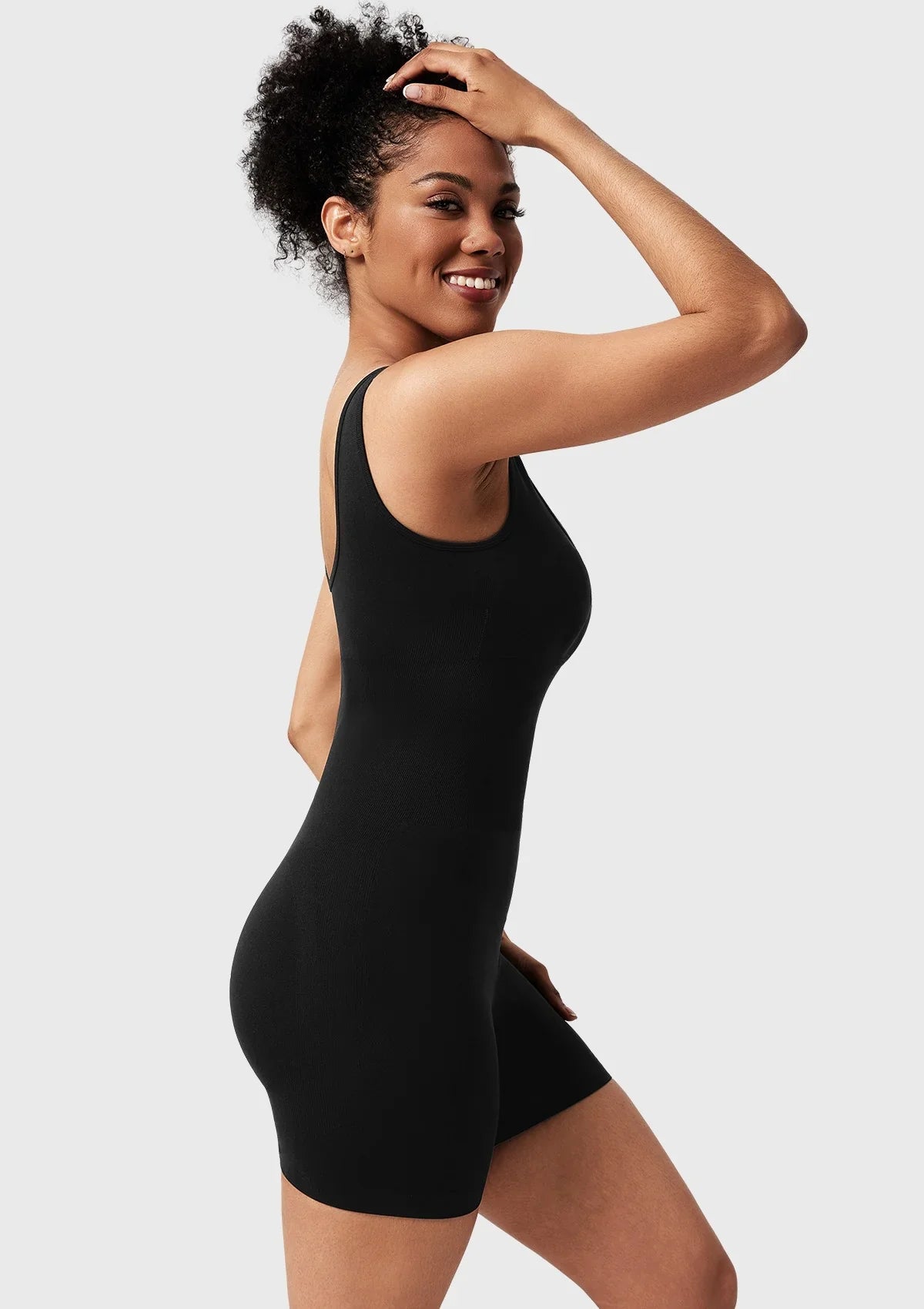 Songful Square Neck Sculpting Tummy Control Bodysuit One Piece Workout Sleeveless Romper - HSIA