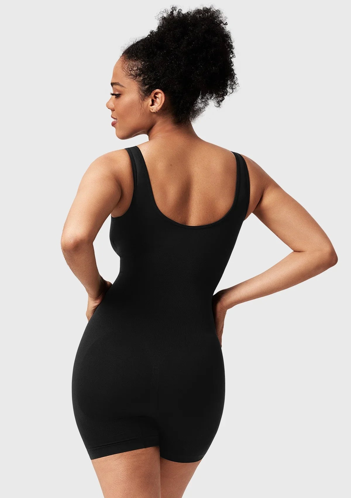 Songful Square Neck Sculpting Tummy Control Bodysuit One Piece Workout Sleeveless Romper - HSIA