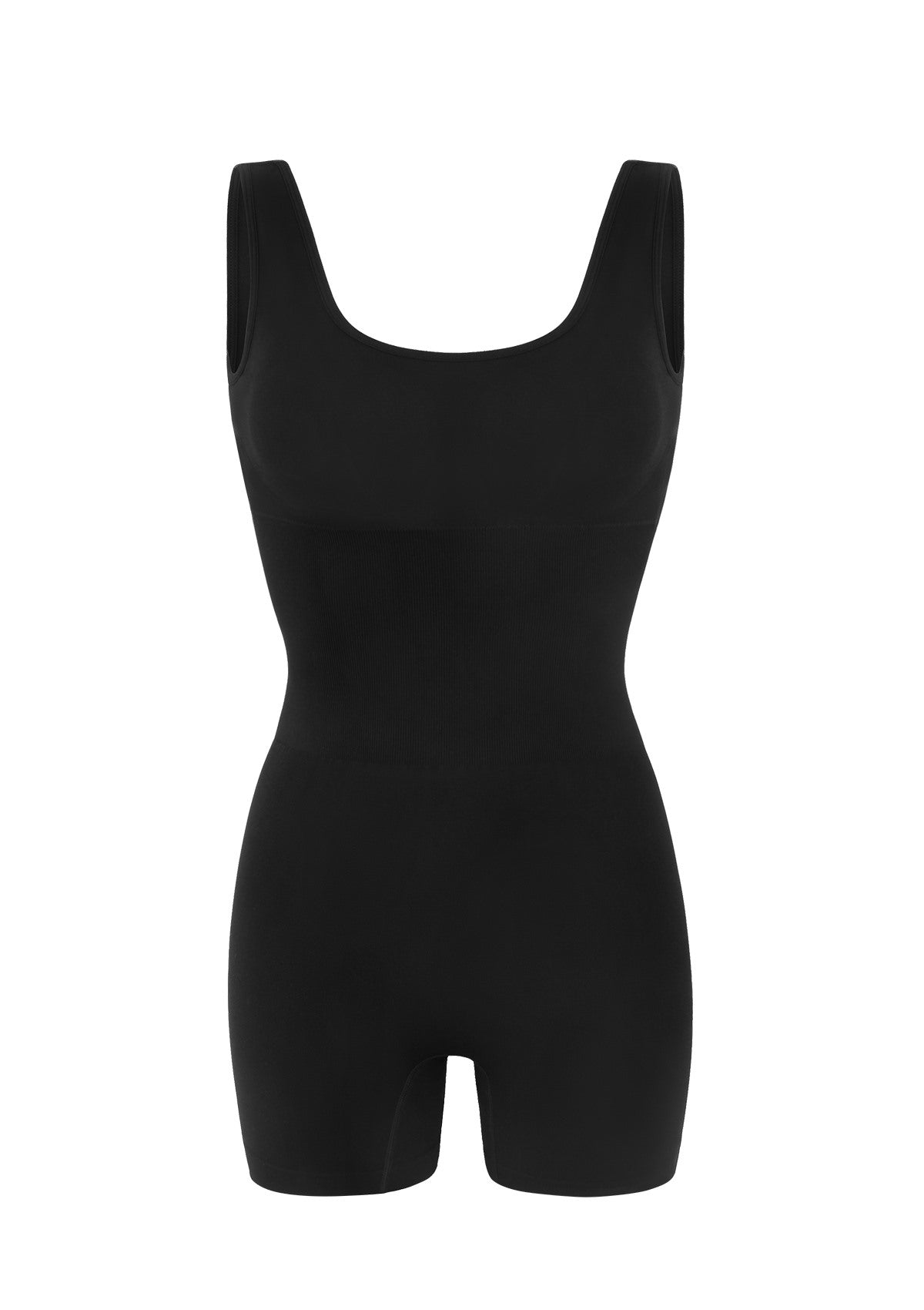 Songful Square Neck Sculpting Tummy Control Bodysuit One Piece Workout Sleeveless Romper - HSIA