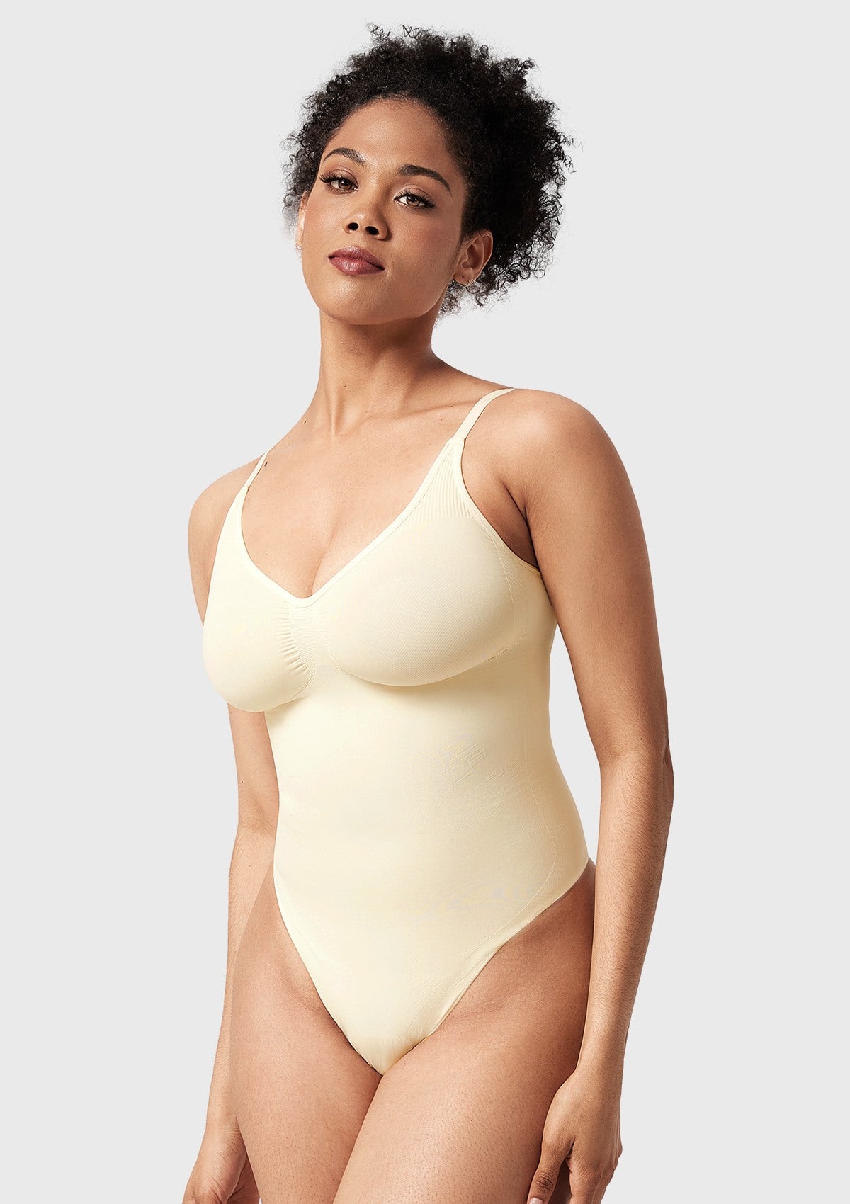 Songful V-Neck Tummy Control WireFree Seamless Bodysuit One Piece Shapewear - HSIA