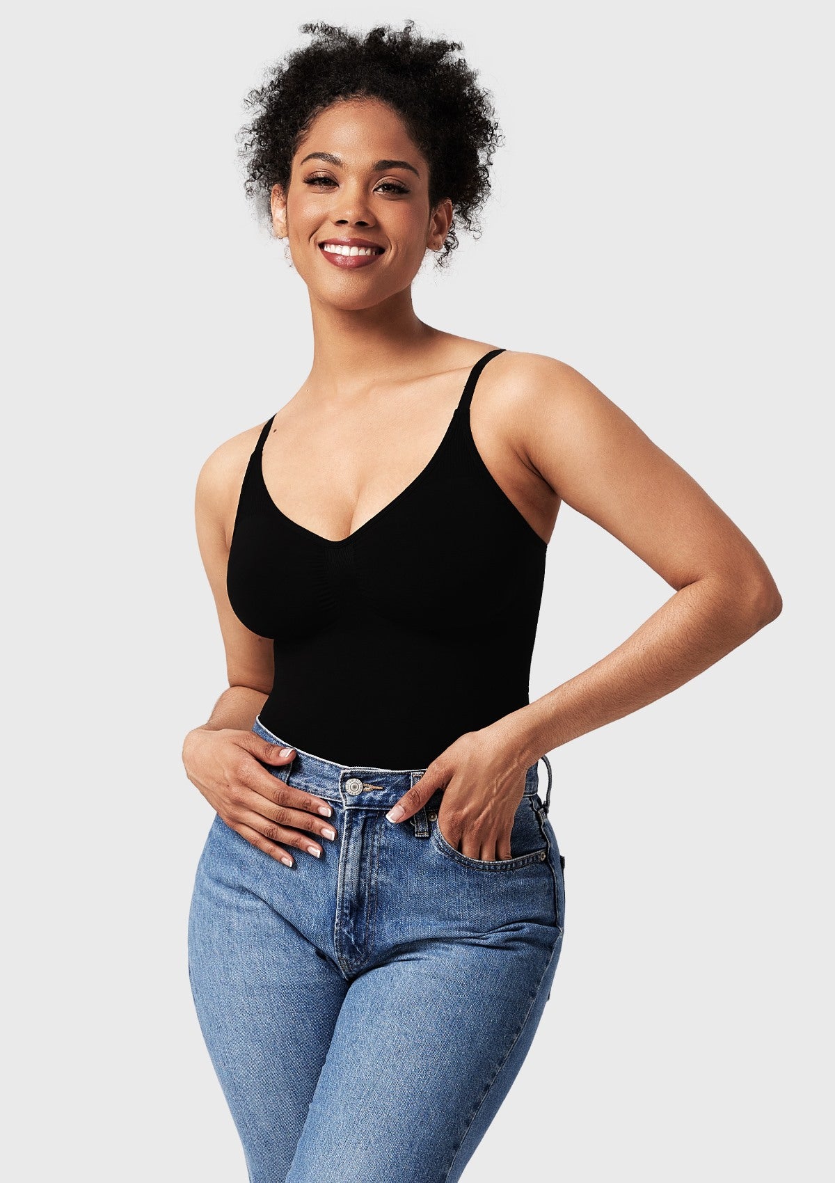 Songful V-Neck Tummy Control WireFree Seamless Bodysuit One Piece Shapewear - HSIA