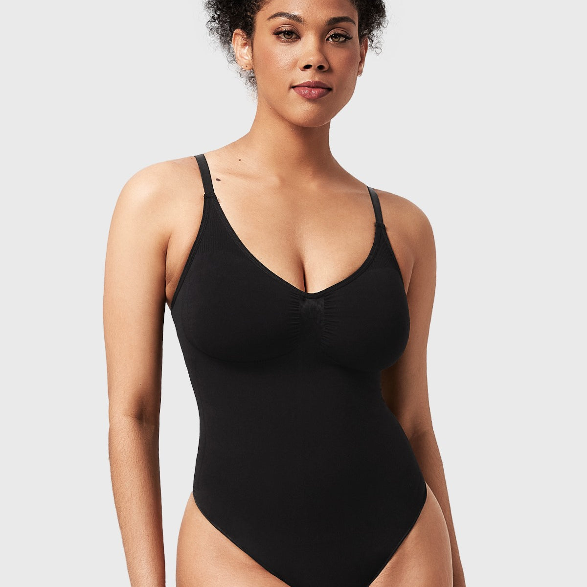 Songful V-Neck Tummy Control WireFree Seamless Bodysuit One Piece Shapewear - HSIA