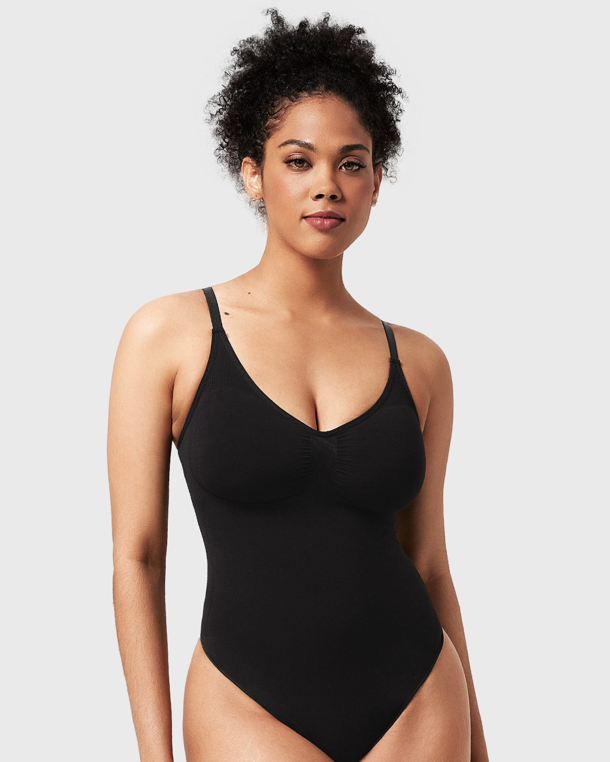 Songful V-Neck Tummy Control WireFree Seamless Bodysuit One Piece Shapewear - HSIA