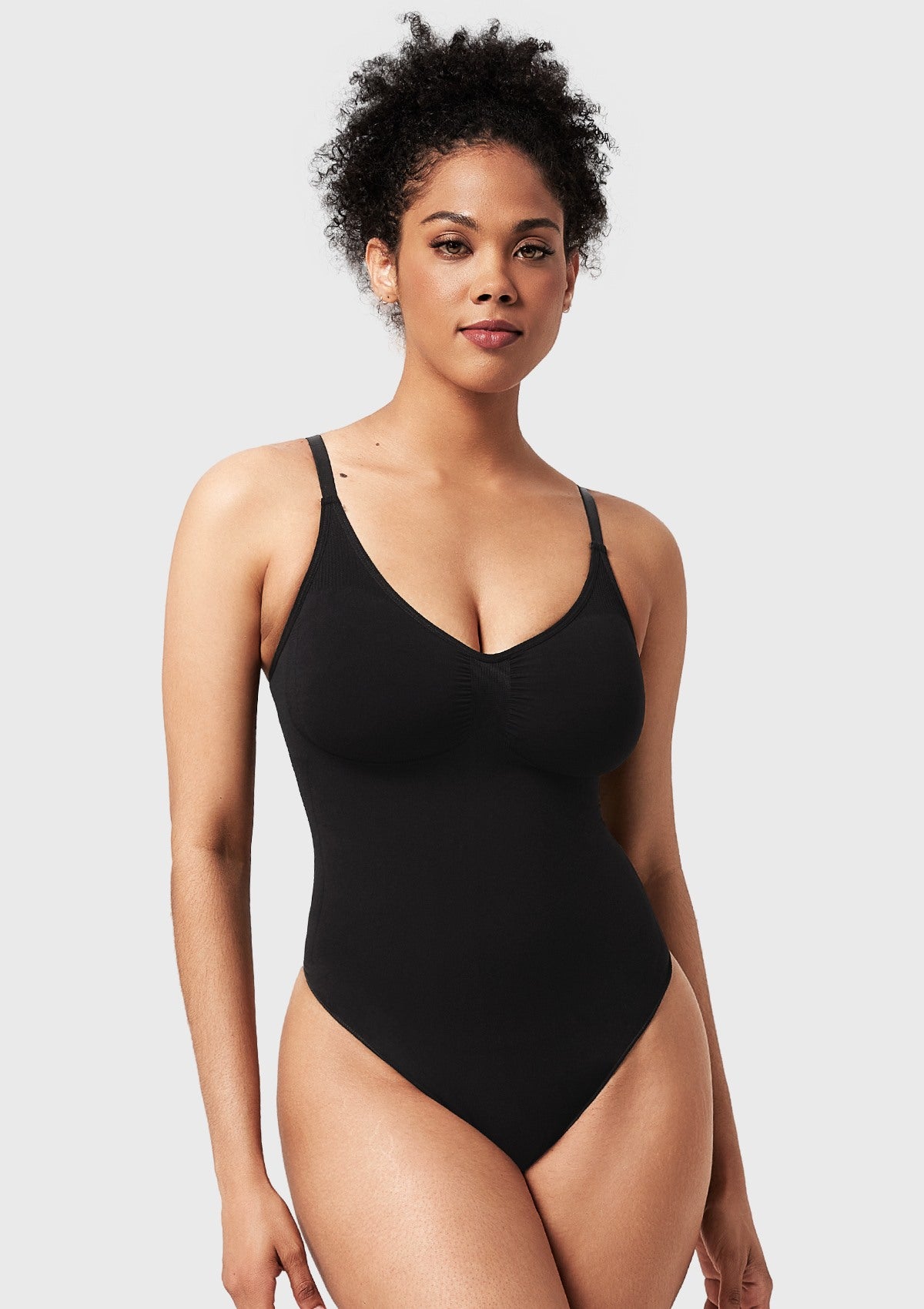 Songful V-Neck Tummy Control WireFree Seamless Bodysuit One Piece Shapewear - HSIA
