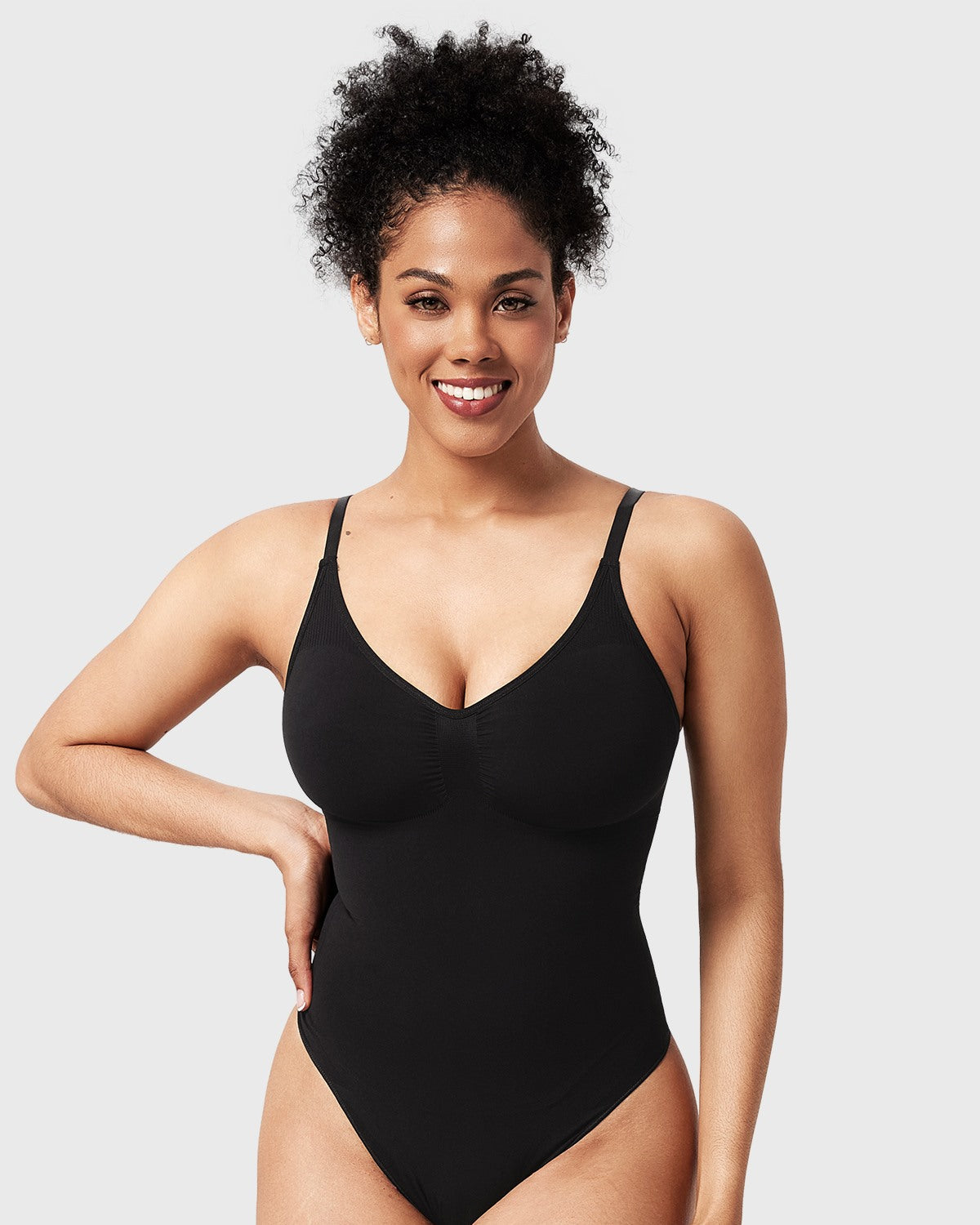 Songful V-Neck Tummy Control WireFree Seamless Bodysuit One Piece Shapewear - HSIA