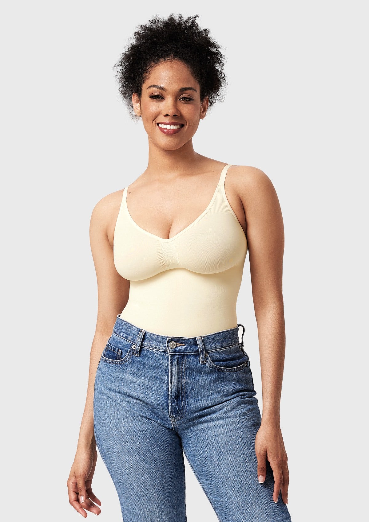 Songful V-Neck Tummy Control WireFree Seamless Bodysuit One Piece Shapewear - HSIA