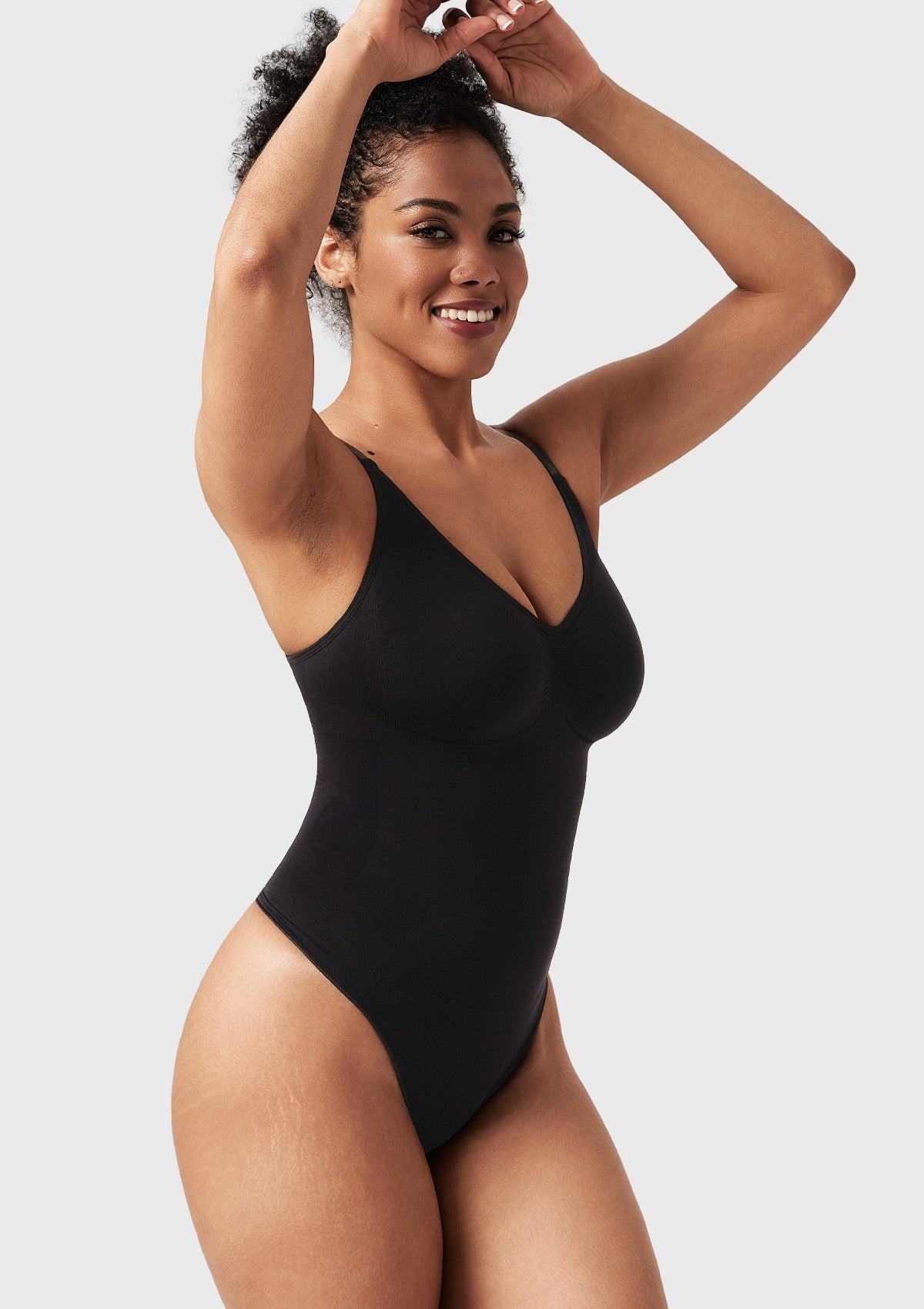 Songful V-Neck Tummy Control WireFree Seamless Bodysuit One Piece Shapewear - HSIA