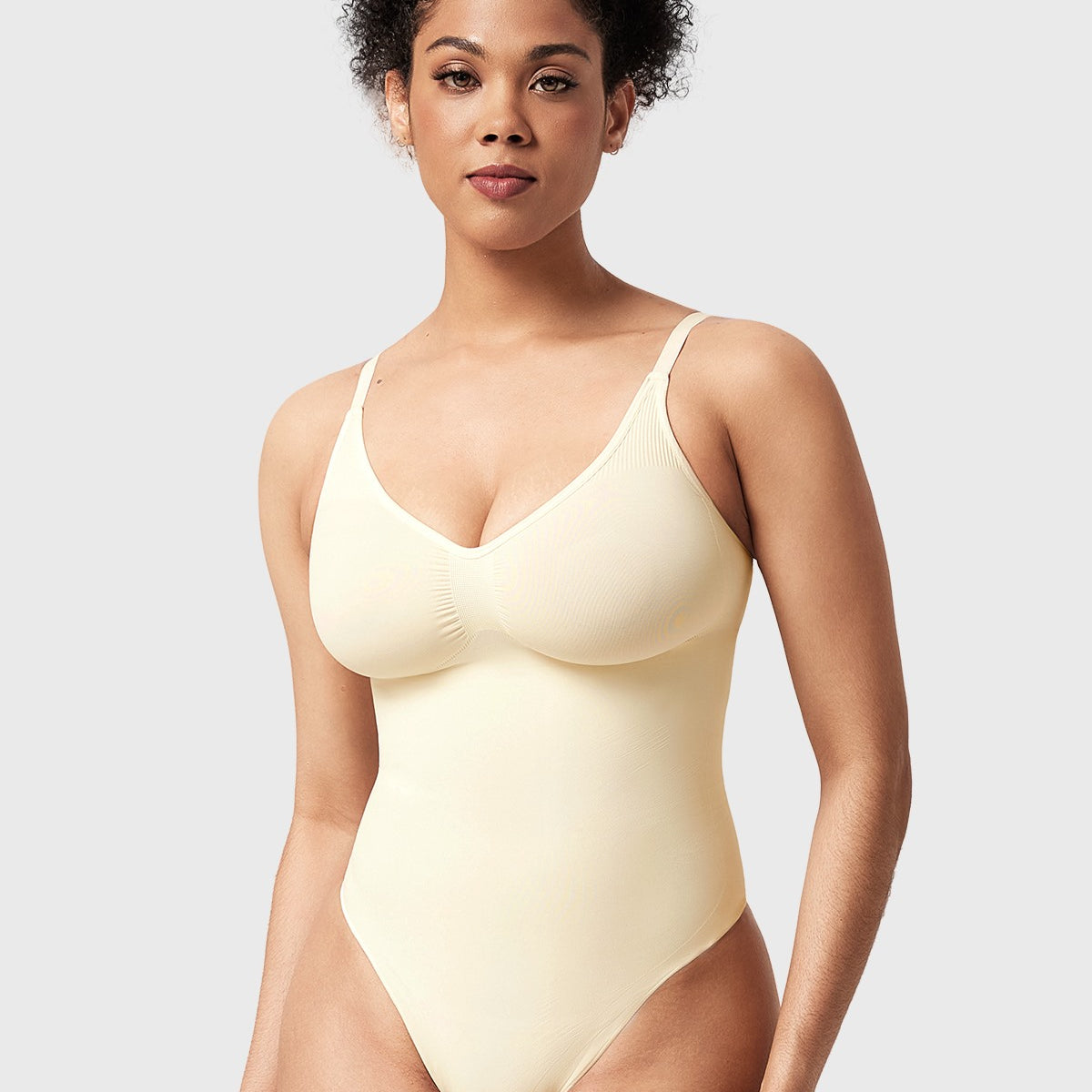 Songful V-Neck Tummy Control WireFree Seamless Bodysuit One Piece Shapewear - HSIA