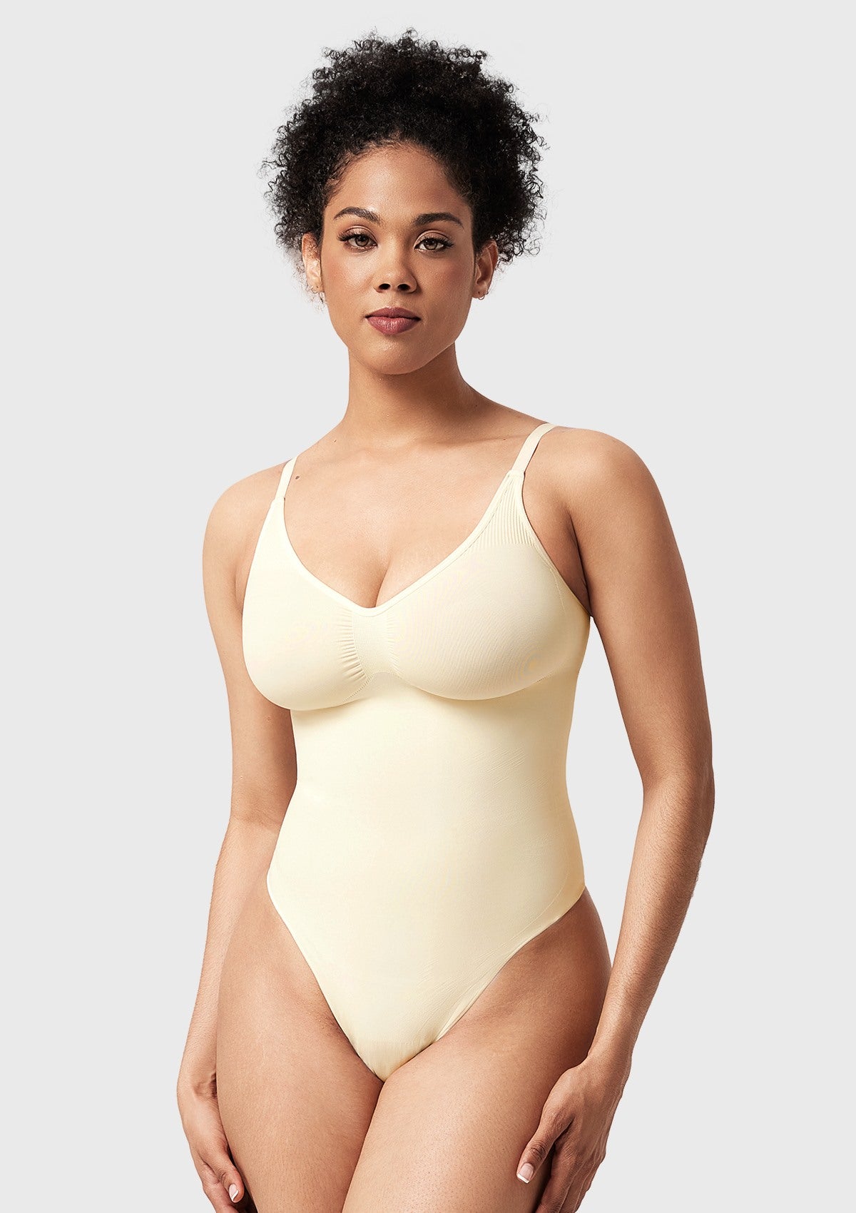 Songful V-Neck Tummy Control WireFree Seamless Bodysuit One Piece Shapewear - HSIA