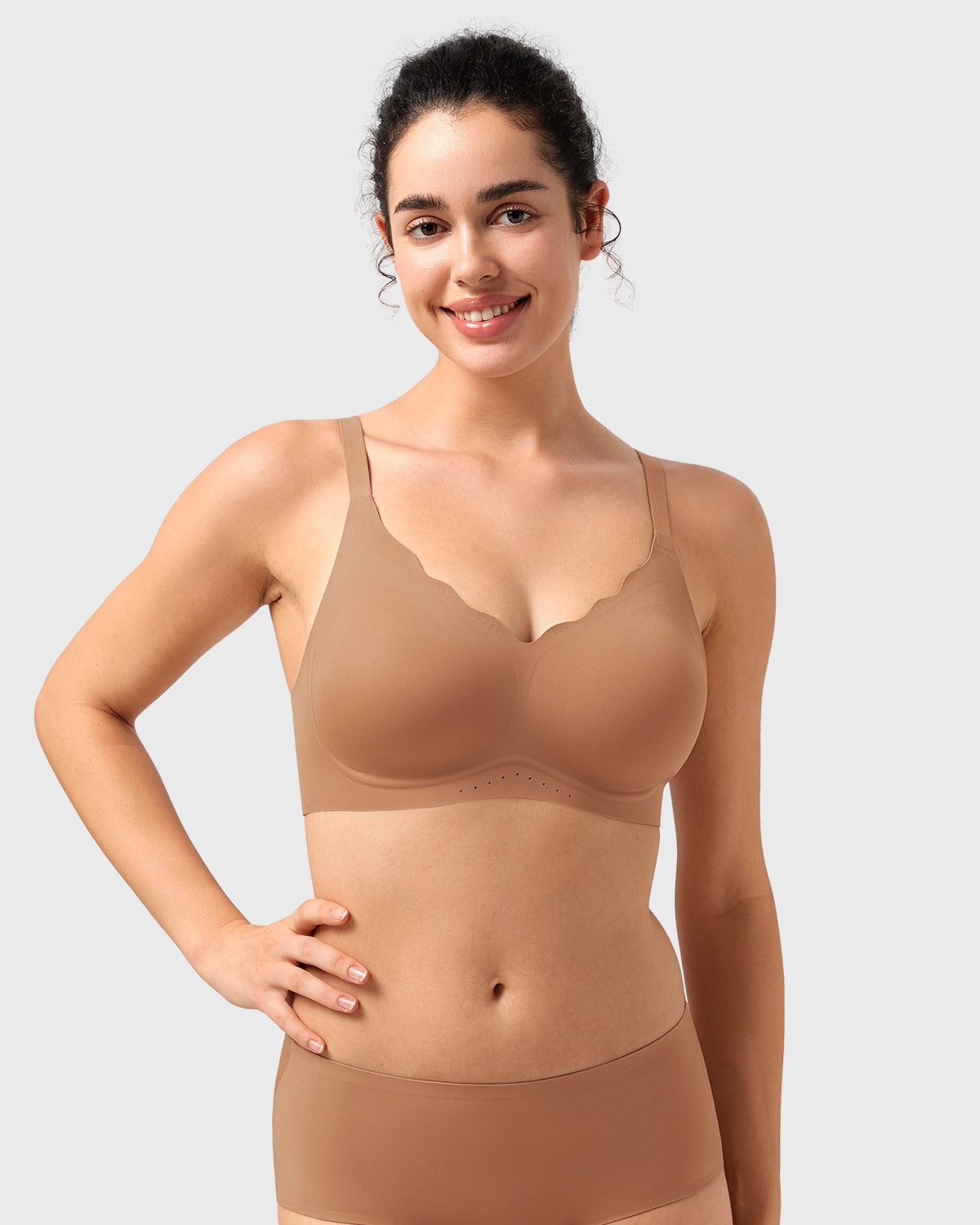 Songful All Day Comfort Petal-shaped V Neckline Wireless Buttery Soft Seamless Full Coverage Wirefree T-shirt Bra - HSIA