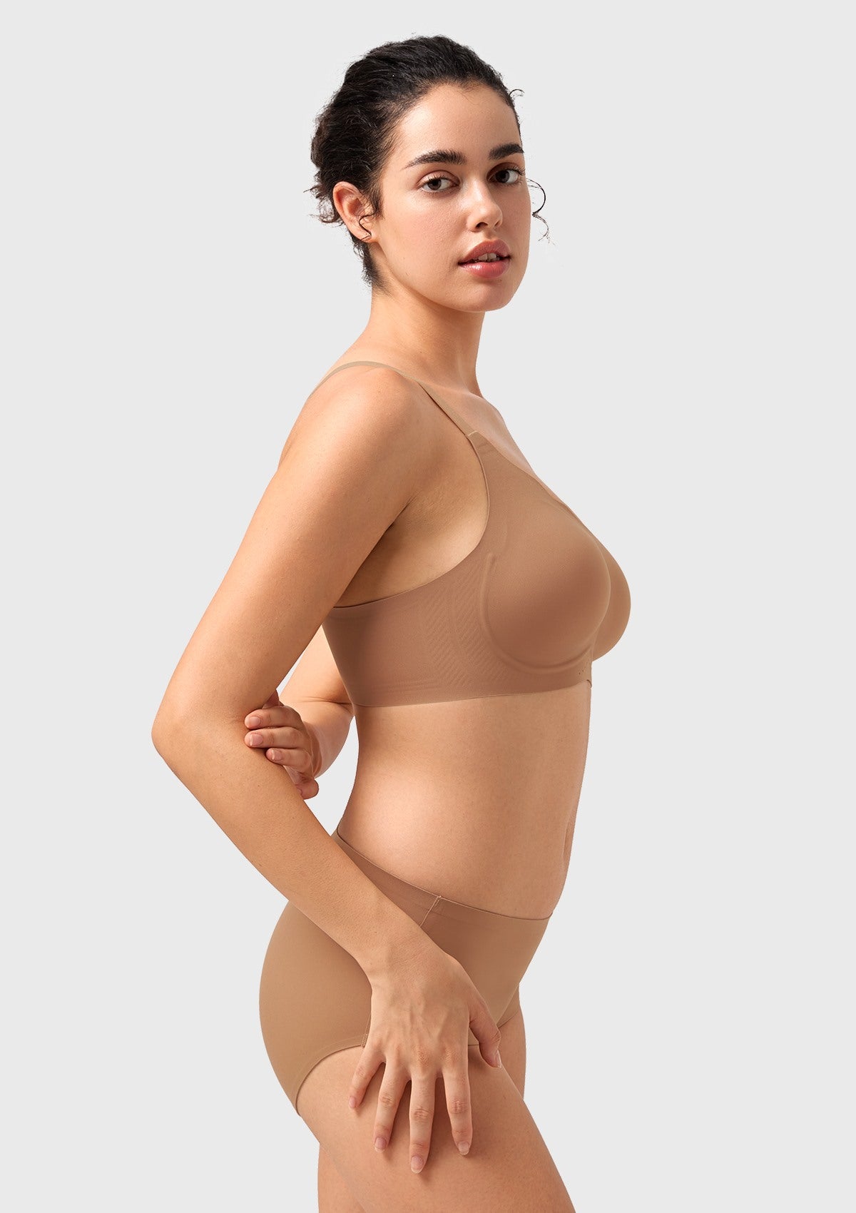 Songful All Day Comfort Petal-shaped V Neckline Wireless Buttery Soft Seamless Full Coverage Wirefree T-shirt Bra - HSIA