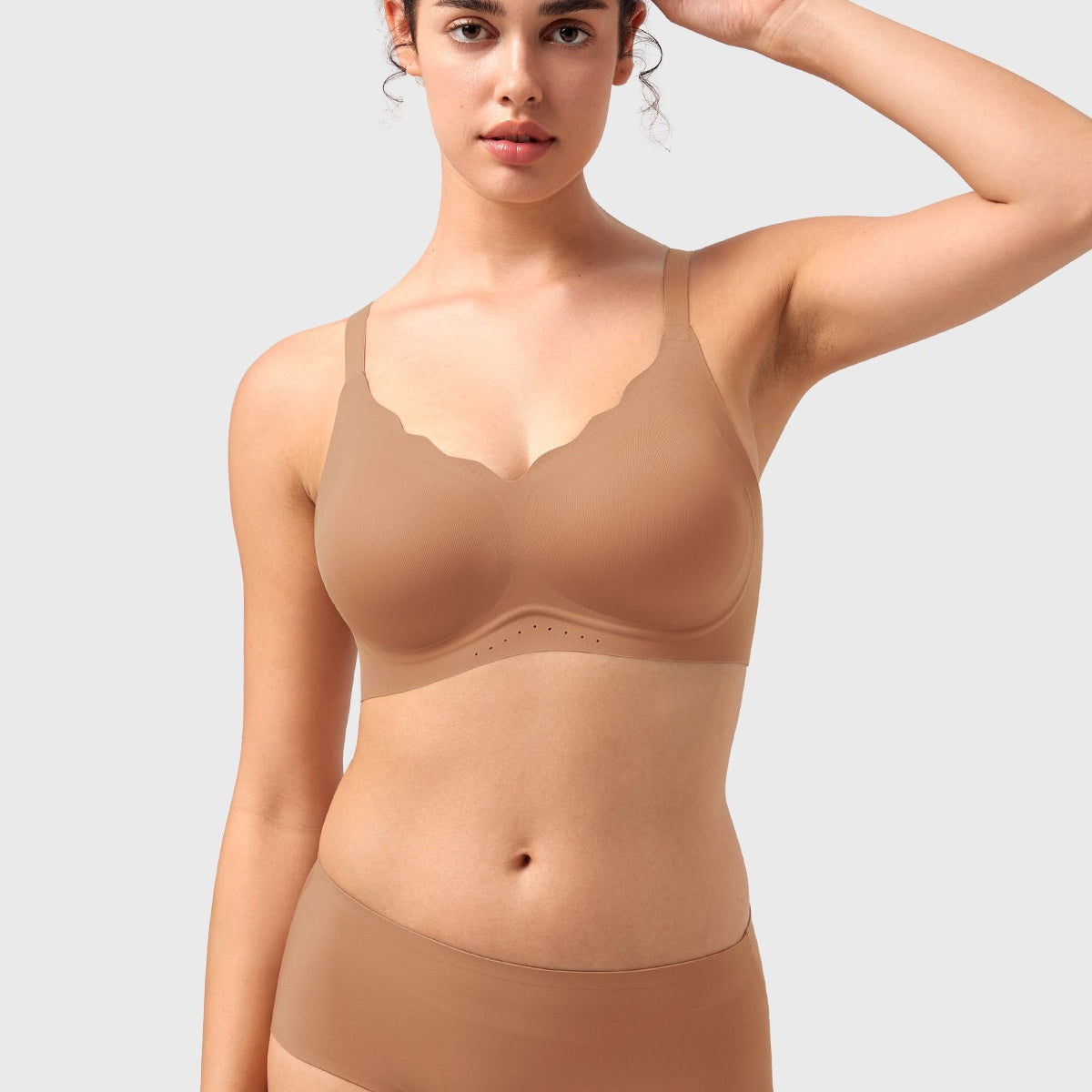 Songful All Day Comfort Petal-shaped V Neckline Wireless Buttery Soft Seamless Full Coverage Wirefree T-shirt Bra - HSIA
