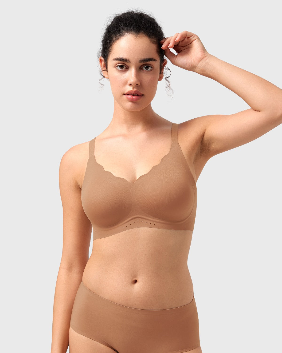 Songful All Day Comfort Petal-shaped V Neckline Wireless Buttery Soft Seamless Full Coverage Wirefree T-shirt Bra - HSIA