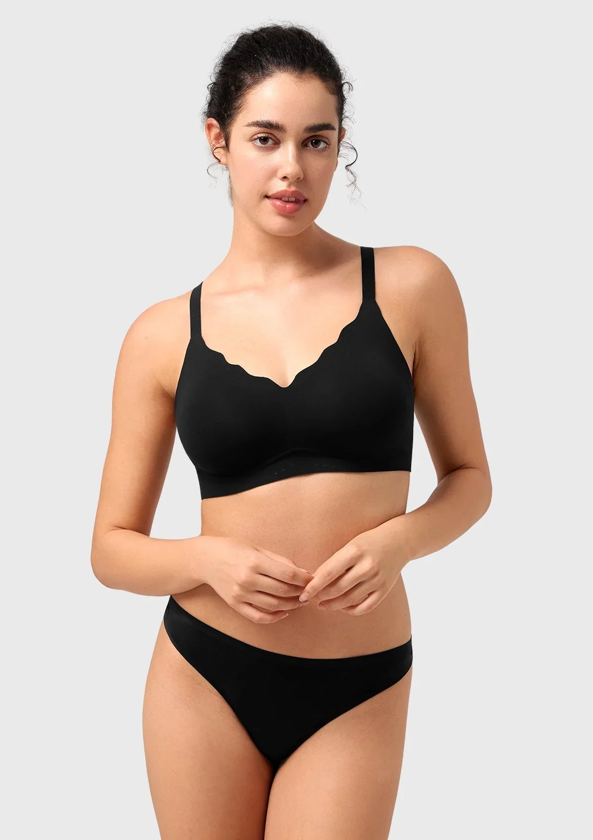 Songful All Day Comfort Petal-shaped V Neckline Wireless Buttery Soft Seamless Full Coverage Wirefree T-shirt Bra - HSIA