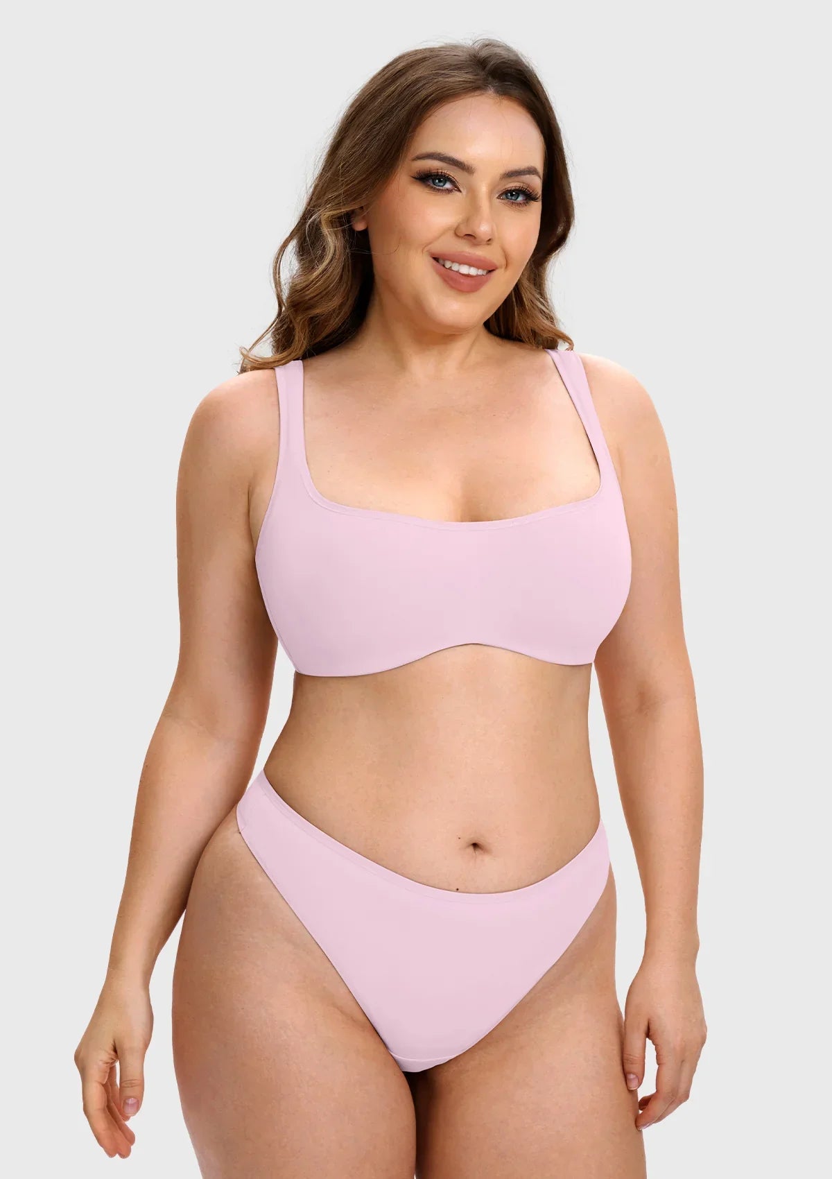 Vespera Square Neckline Full-Bust Demi Bra, Wide Straps, Seamless - HSIA - HSIA