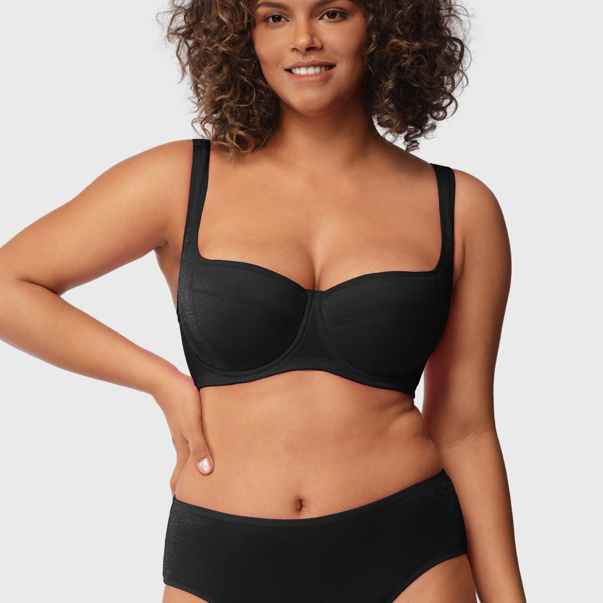 Starry Night Lightly Lined Lightly Padded Plus Size Balconette Bra - HSIA