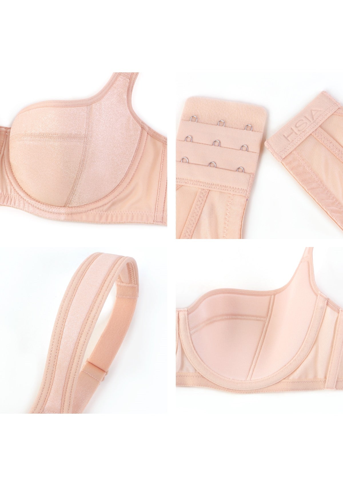 Starry Night Lightly Lined Lightly Padded Plus Size Pink Balconette Bra - HSIA