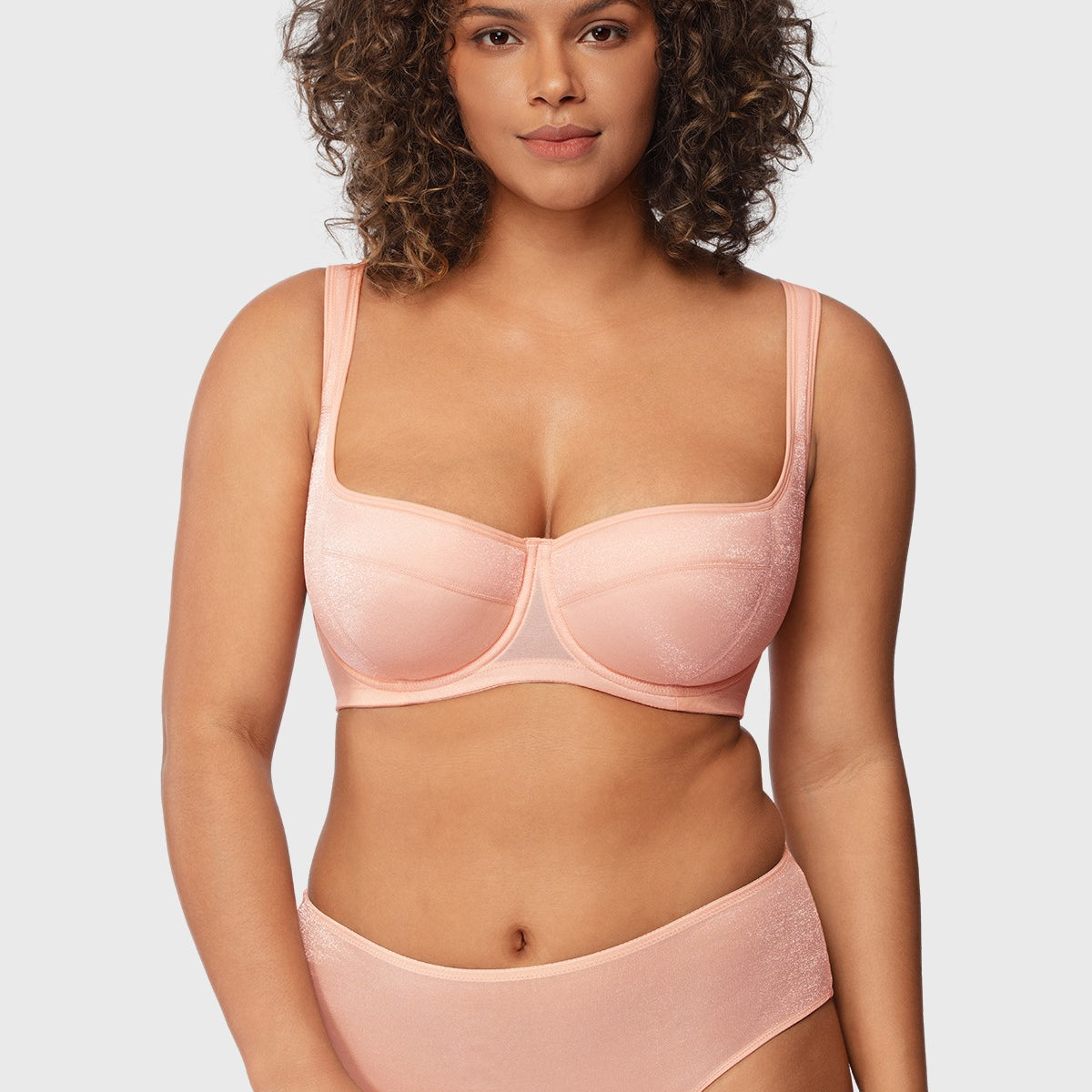 Starry Night Lightly Lined Lightly Padded Plus Size Pink Balconette Bra - HSIA
