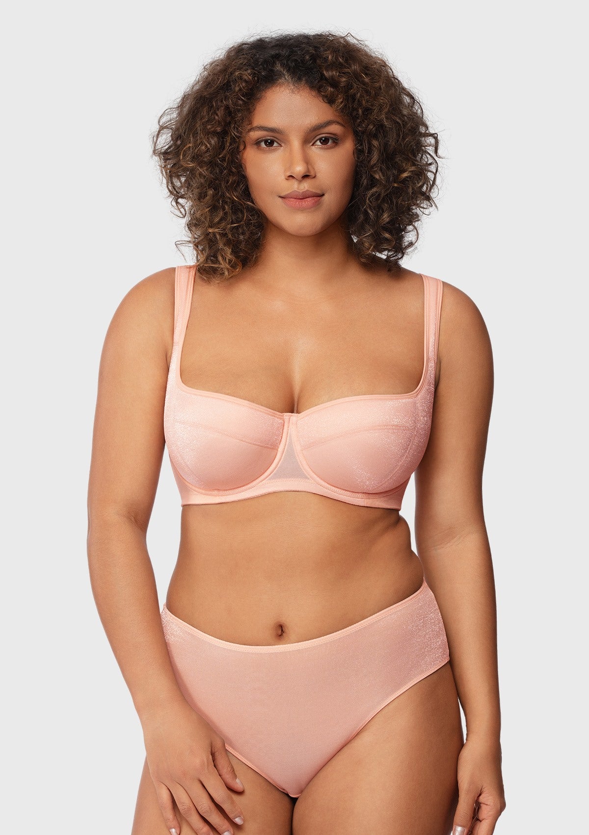 Starry Night Lightly Lined Lightly Padded Plus Size Pink Balconette Bra - HSIA