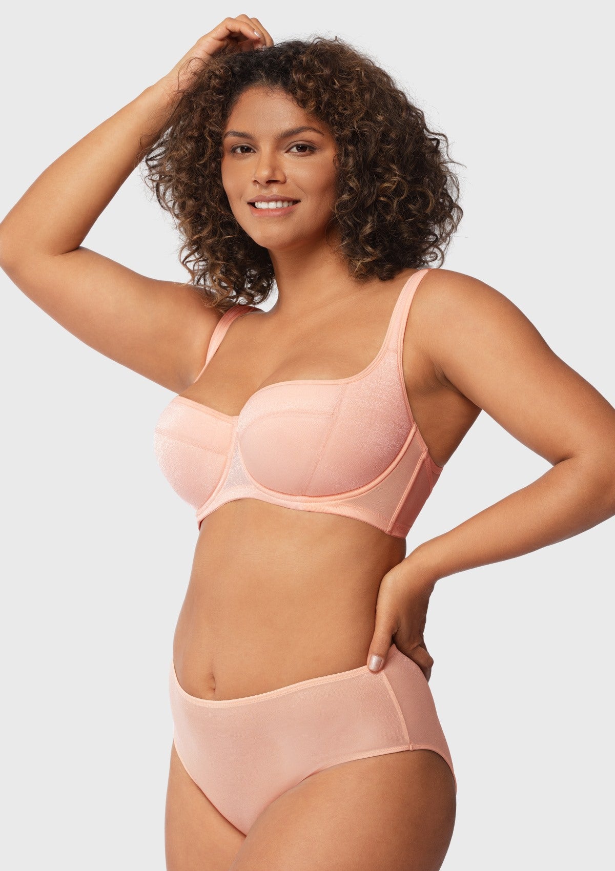 Starry Night Lightly Lined Lightly Padded Plus Size Pink Balconette Bra - HSIA