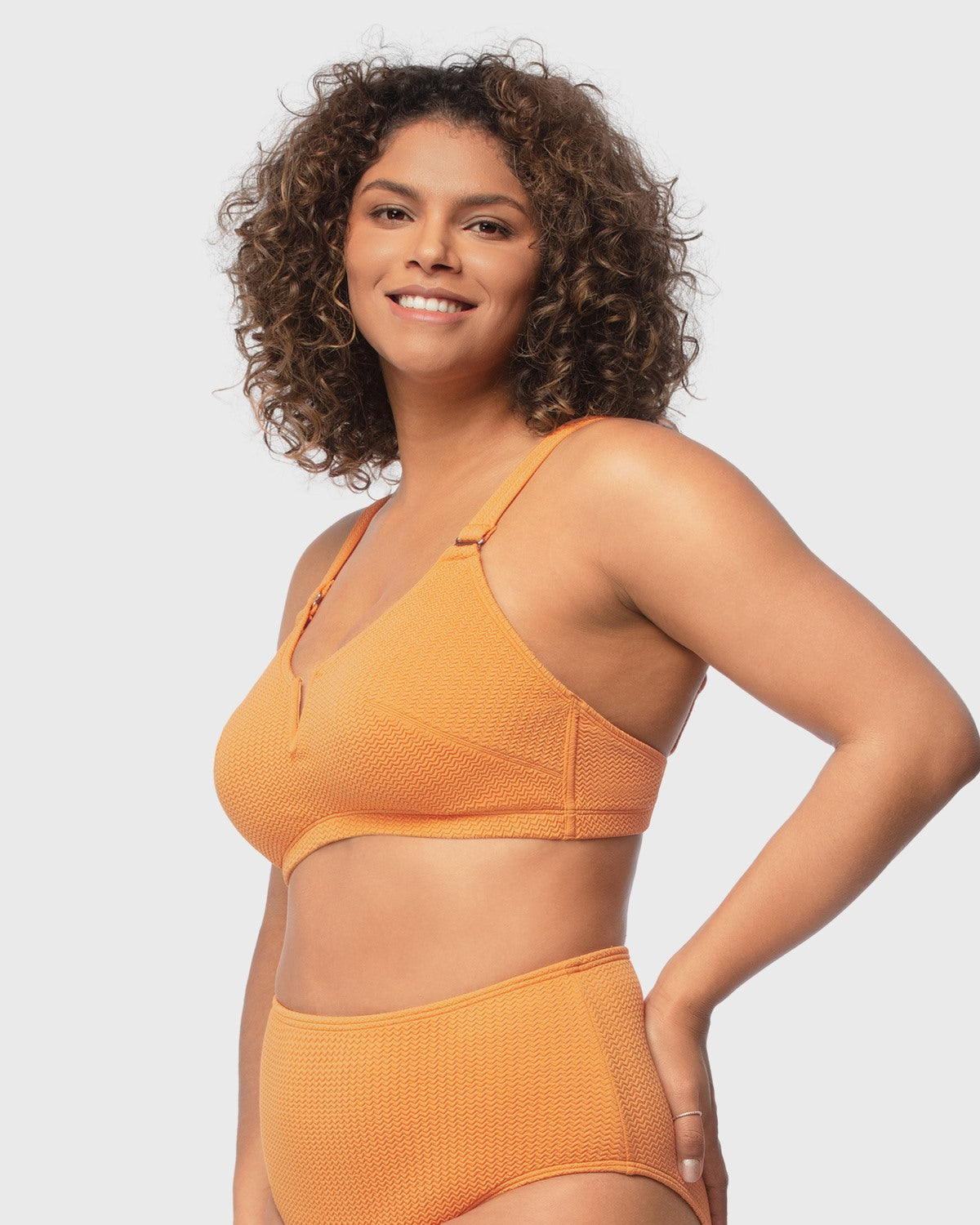 V-wire Plunge Textured Two-piece Bikini Set - HSIA