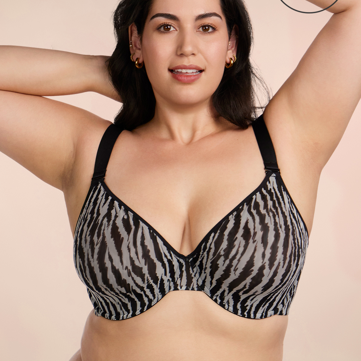 Zebra Wild Black Unlined Underwire Mesh Bra - HSIA