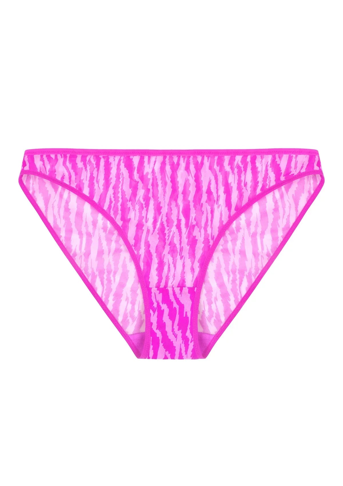 Zebra Wild Breathable Barbie Pink Mesh Bikini Underwear - HSIA
