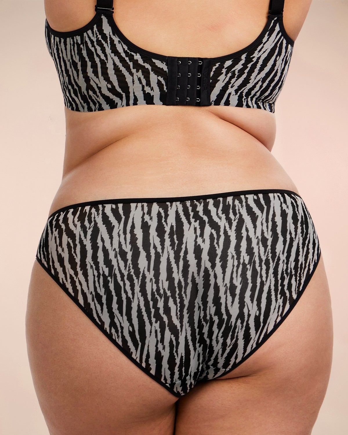 Zebra Wild Breathable Black Mesh Bikini Underwear - HSIA