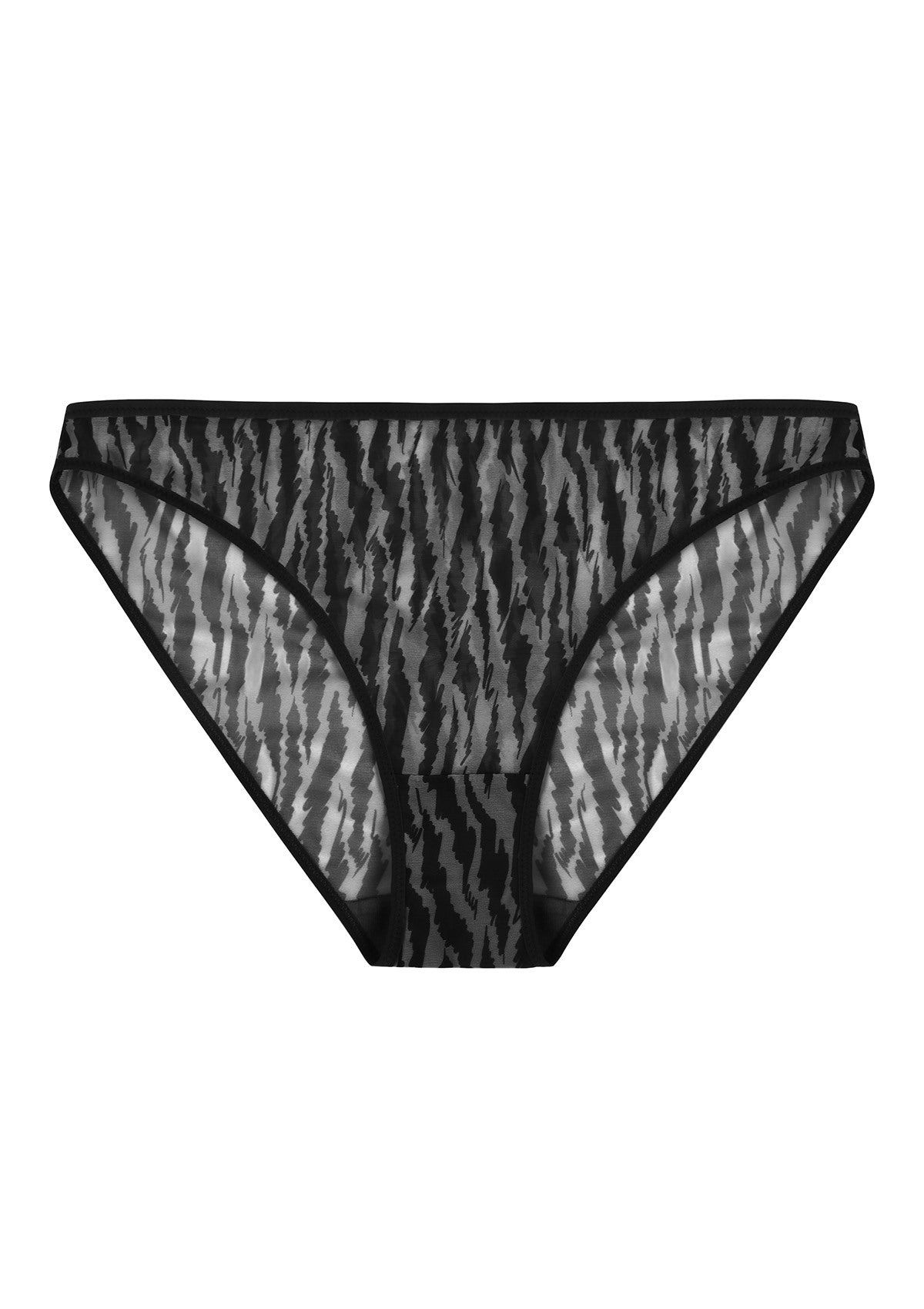 Zebra Wild Breathable Black Mesh Bikini Underwear - HSIA