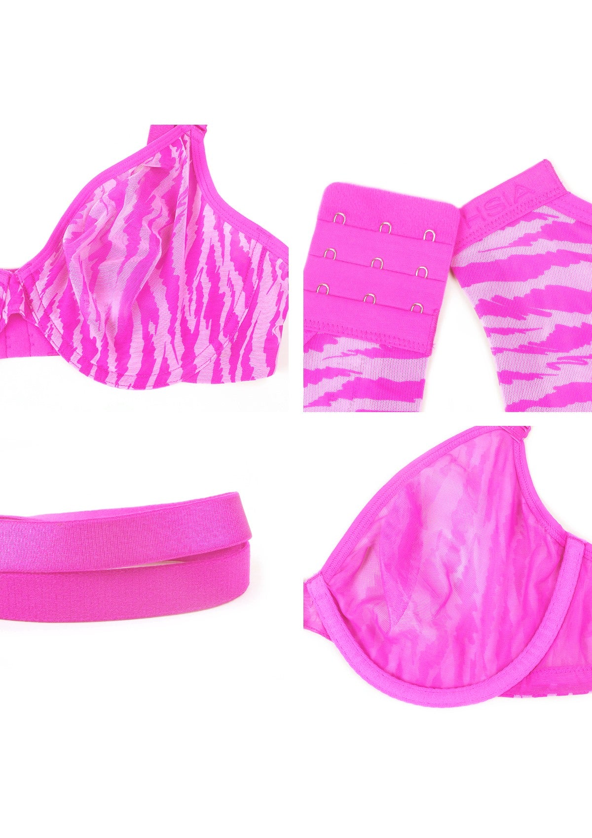 Zebra Wild Unlined Mesh Underwire Bra - HSIA