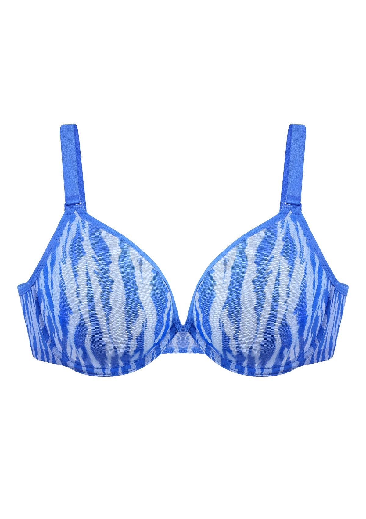 Zebra Wild Unlined Blue Underwire Mesh Bra Set - HSIA
