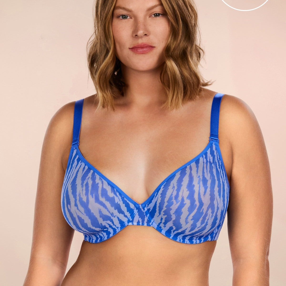 Zebra Wild Unlined Blue Underwire Mesh Bra Set - HSIA