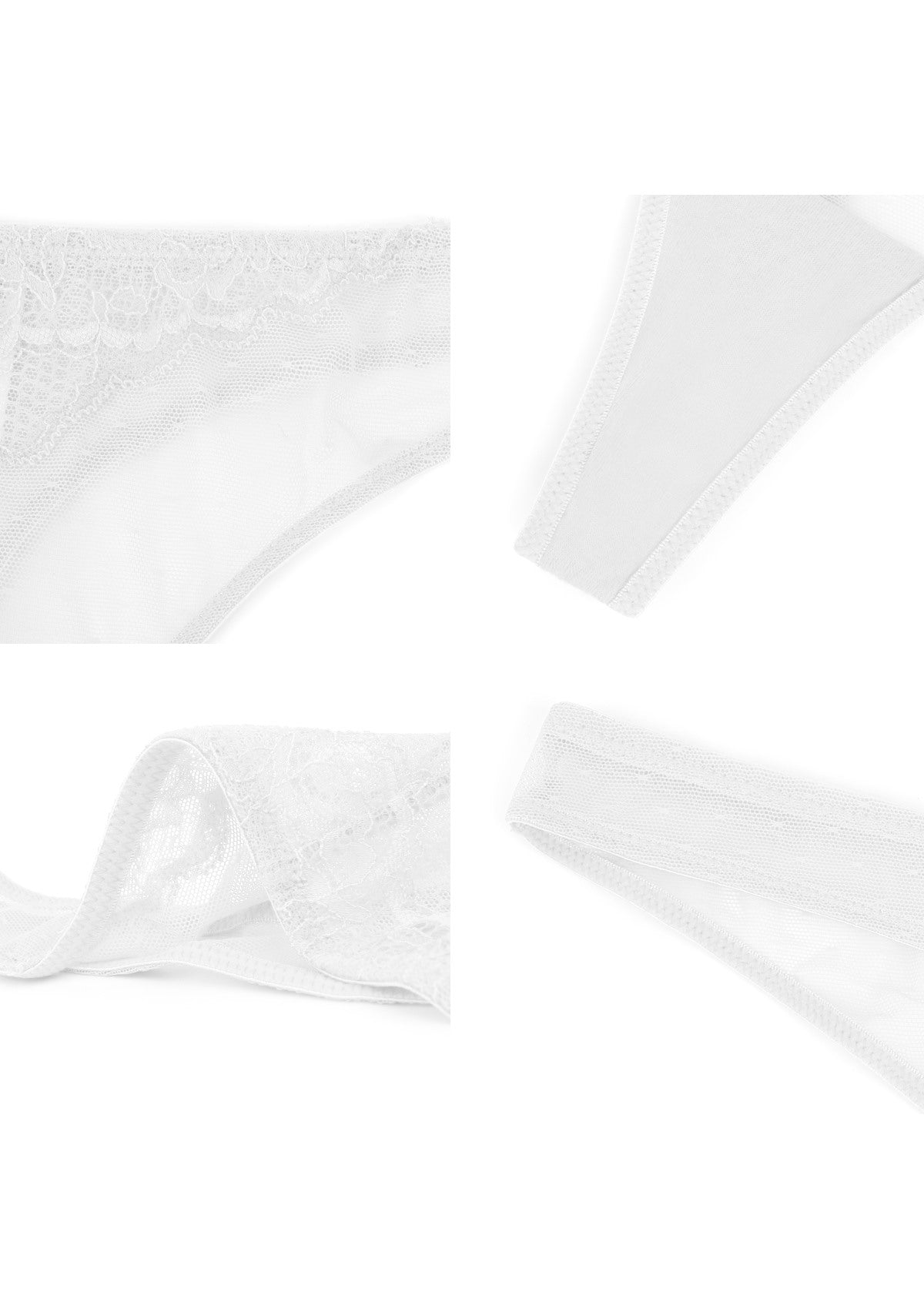 Enchante Floral Lace Sheer Mesh Back Thong Undewear - HSIA