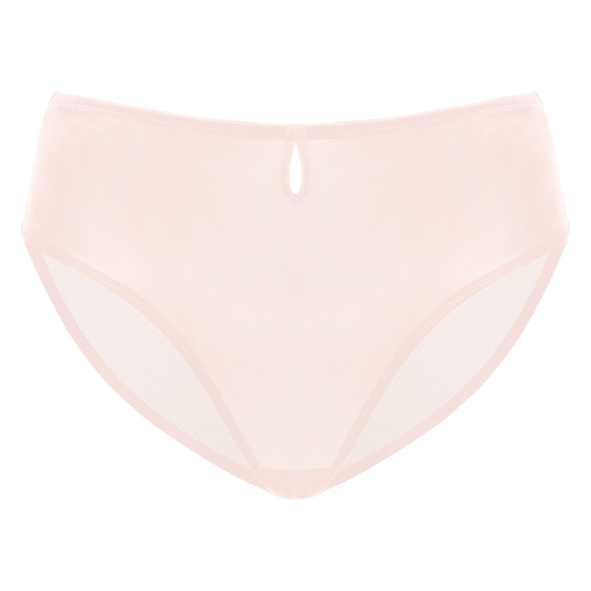 Detailed 3D product shot of Blush Bella sheer mesh bikini underwear with a breathable pure cotton crotch.