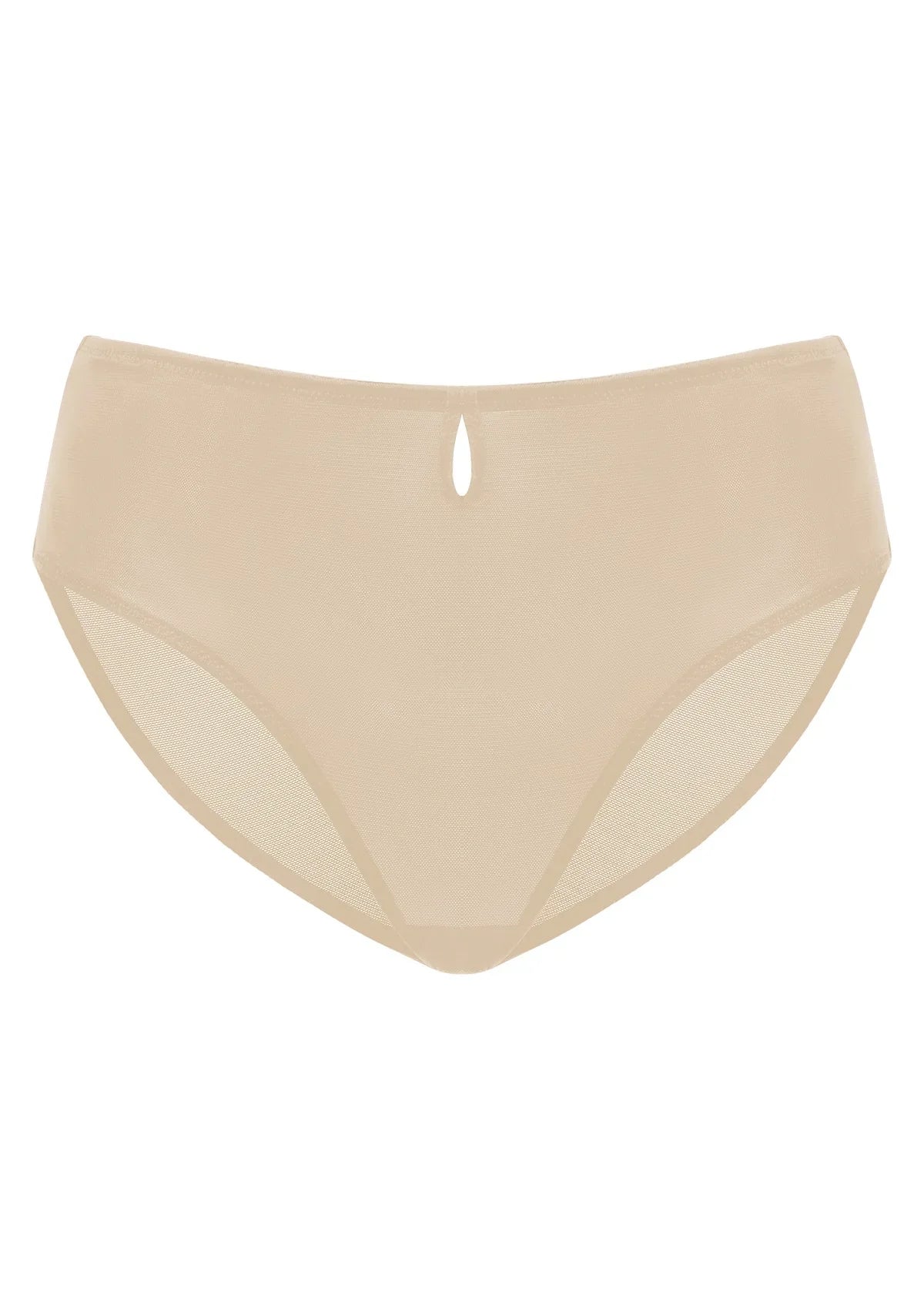 3D view of Natural Nude Bella smooth mesh bikini, perfect for matching with unlined balconette bras.