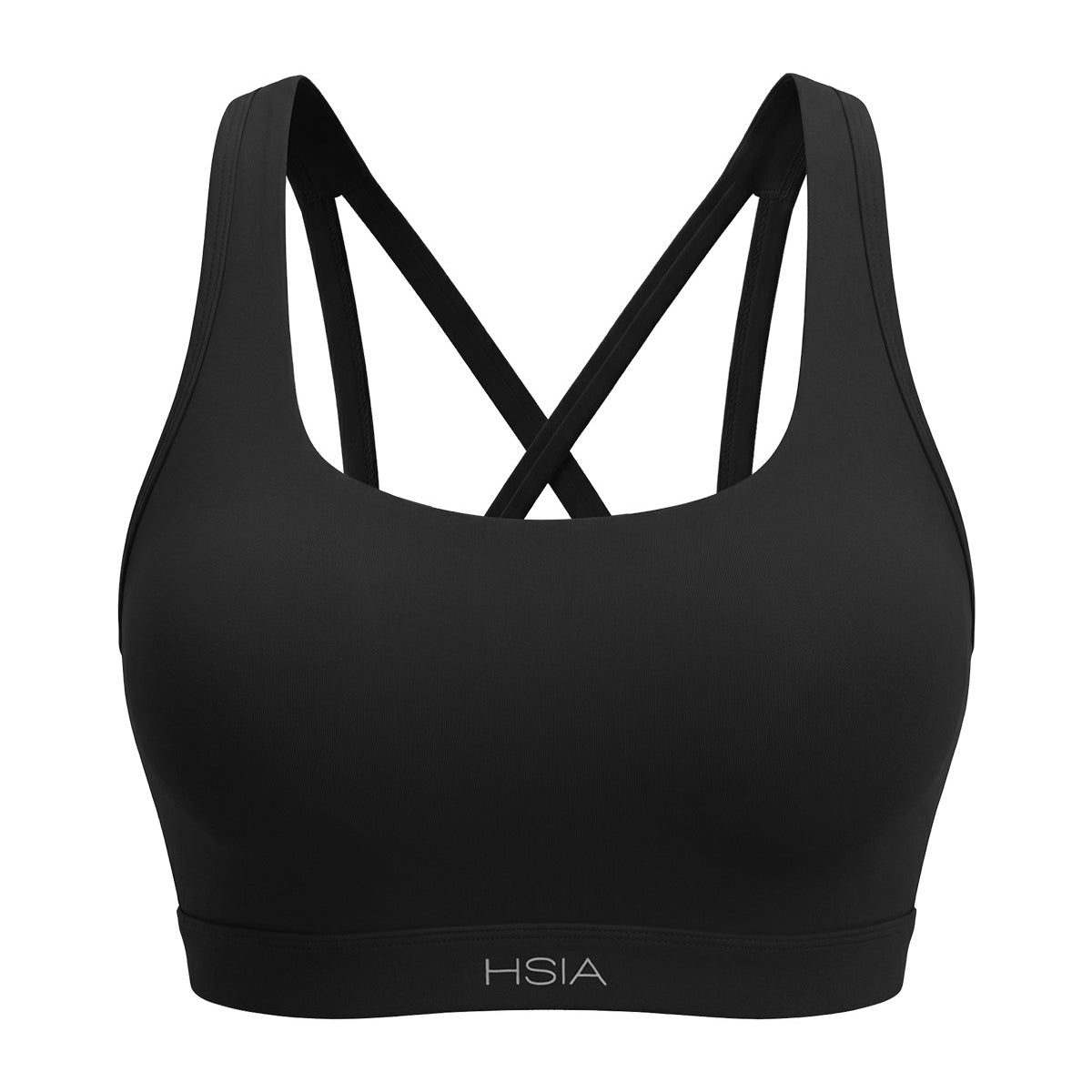3D studio shot of the black Aura double strappy sports bra FYT0226 on a white background