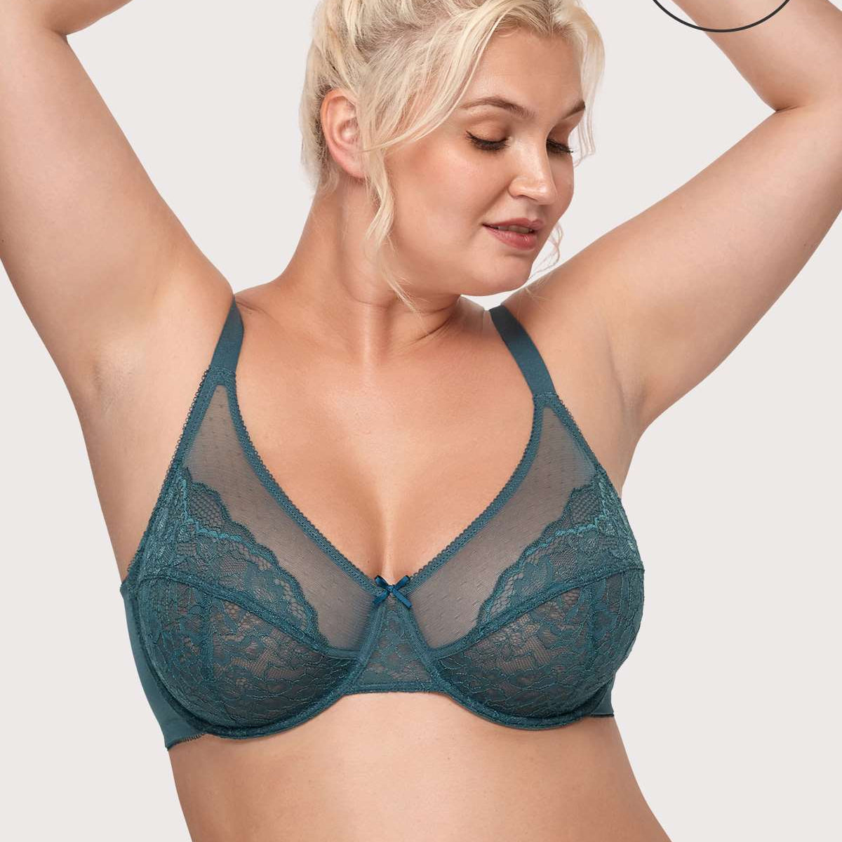 (Cardi B recommends)Enchante Lace Blue Unlined Underwire Bra - HSIA