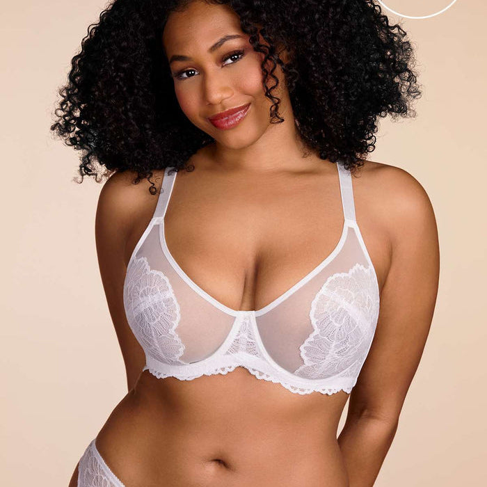Blossom White Unlined Underwire Lace Bra - HSIA