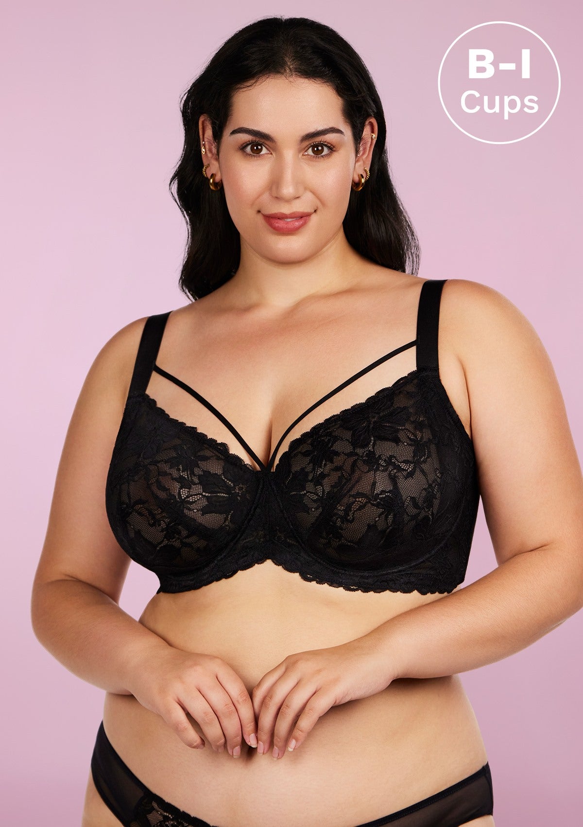 HSIA Pretty In Petals Black Unlined Strappy Lace Bra - HSIA