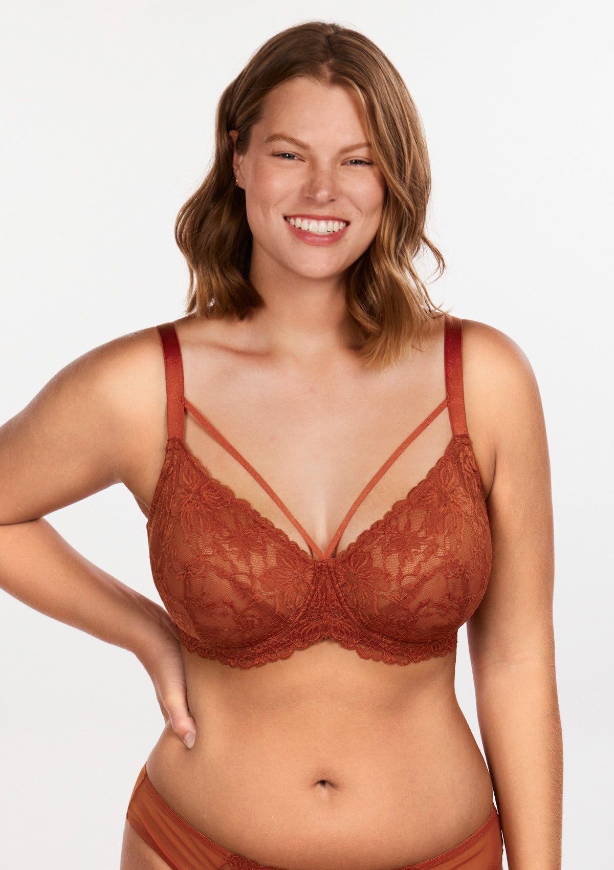 Pretty In Petals Red Unlined Strappy Lace Bra - HSIA