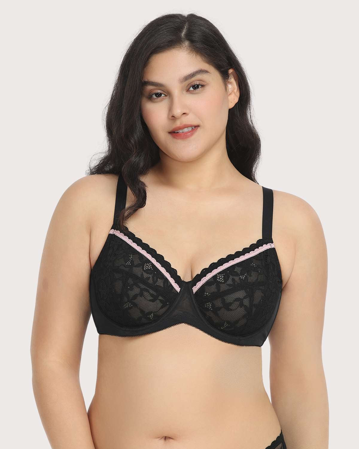 Jessamine Contrast Color Lace Underwire Bra - HSIA