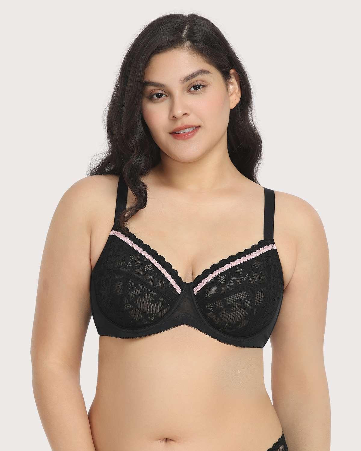 Jessamine Contrast Color Lace Underwire Bra - HSIA