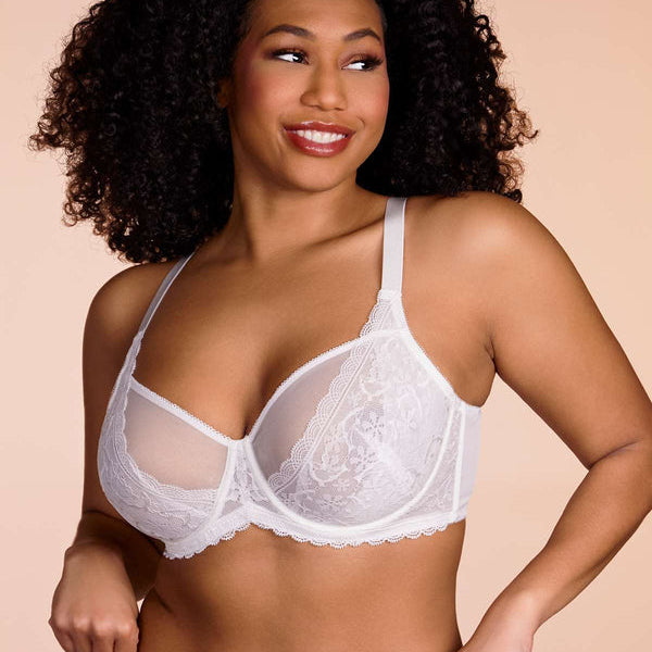 Anemone Unlined White Dolphin Lace Underwire Bra Set - HSIA