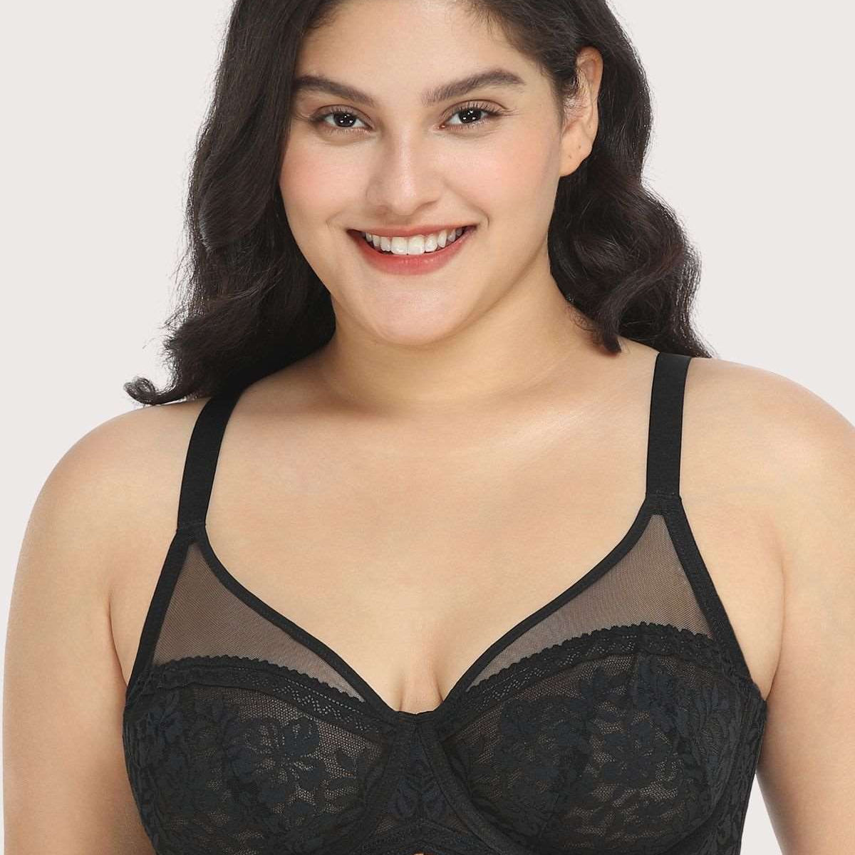 Gladioli Black Lace Unlined Underwire Bra Set - HSIA