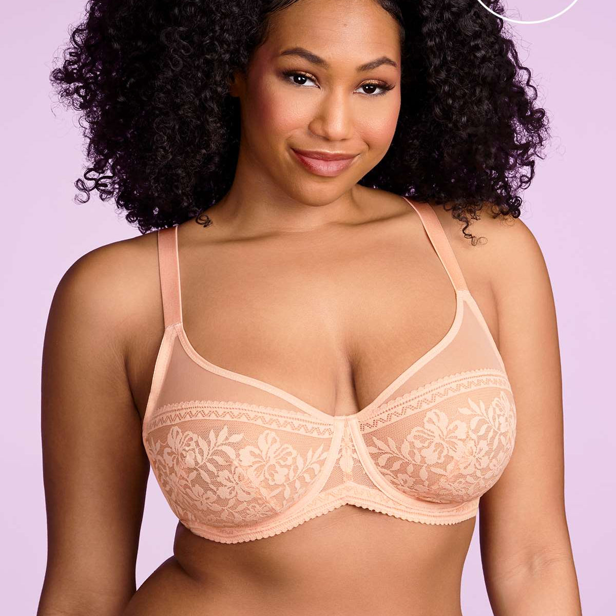 Gladioli Peach Lace Unlined Underwire Bra Set - HSIA