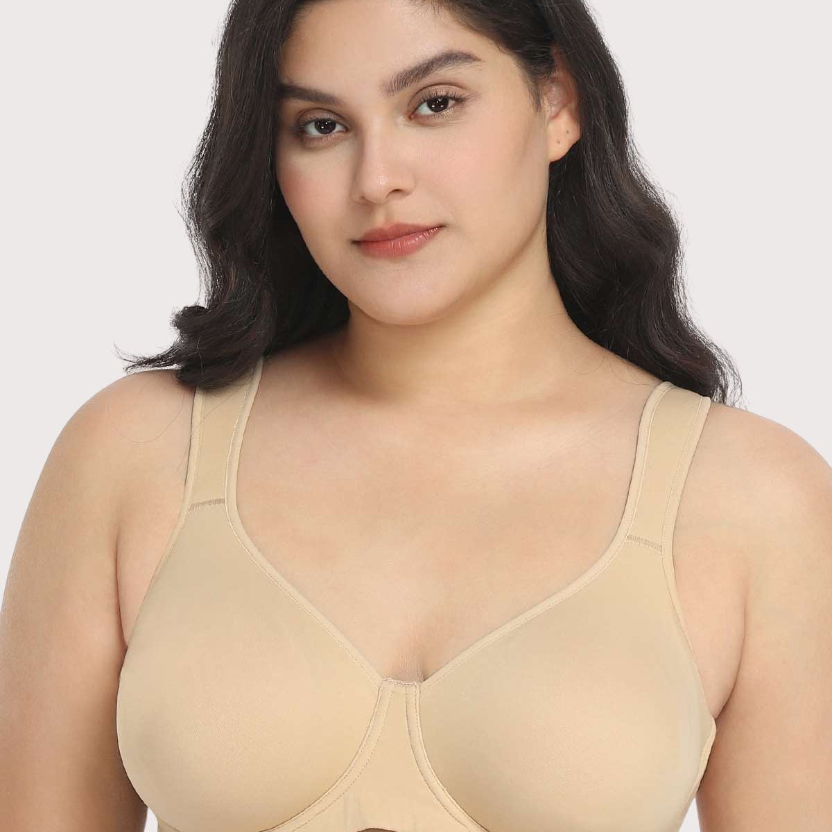 Joan Ultimate Soft Beige T-shirt Unlined Minimizer Bra Set - HSIA