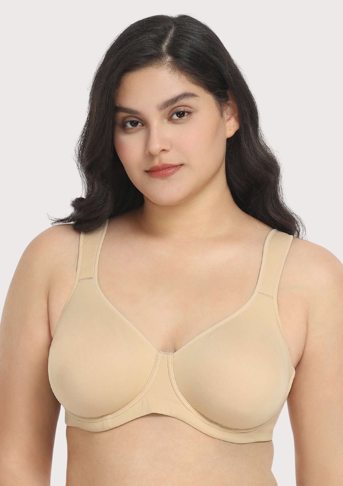 Joan Ultimate Soft Beige T-shirt Unlined Minimizer Bra Set - HSIA