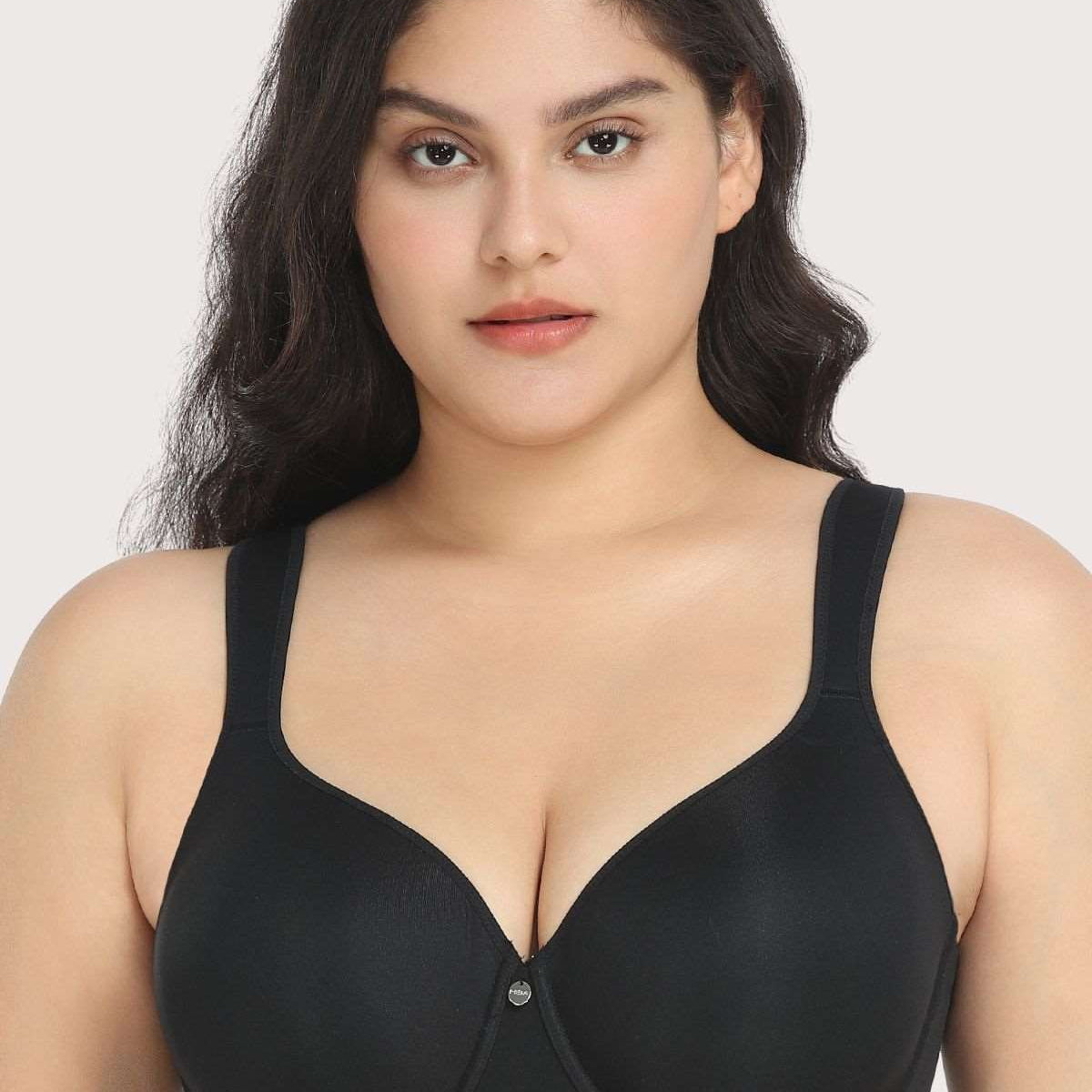 Patricia T-shirt Black Lightly Padded Underwire Minimizer Bra - HSIA